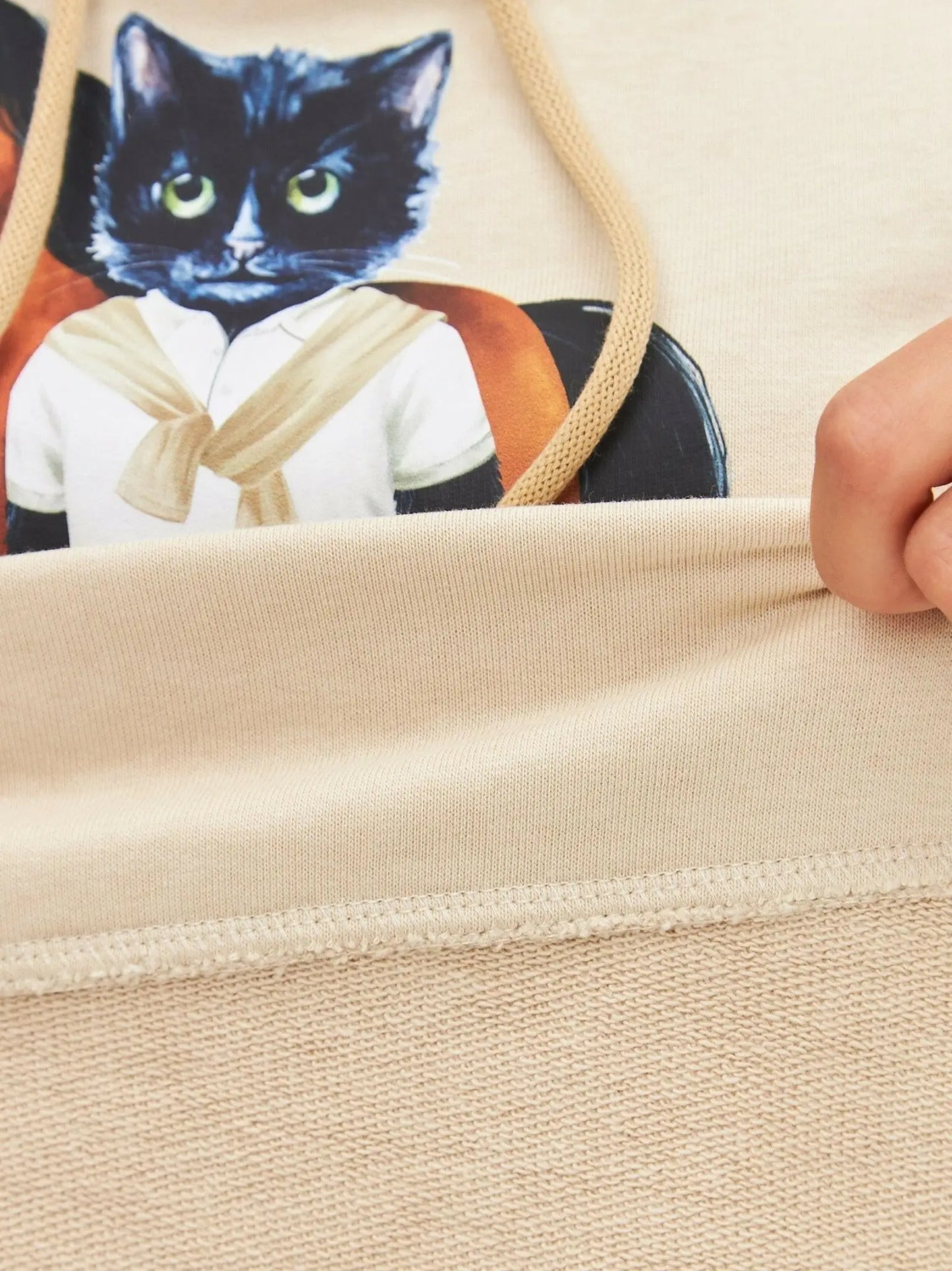 Beige Hoodie Rider Cat | Hoodie & sweatshirt For Cat Lovers | Cat e