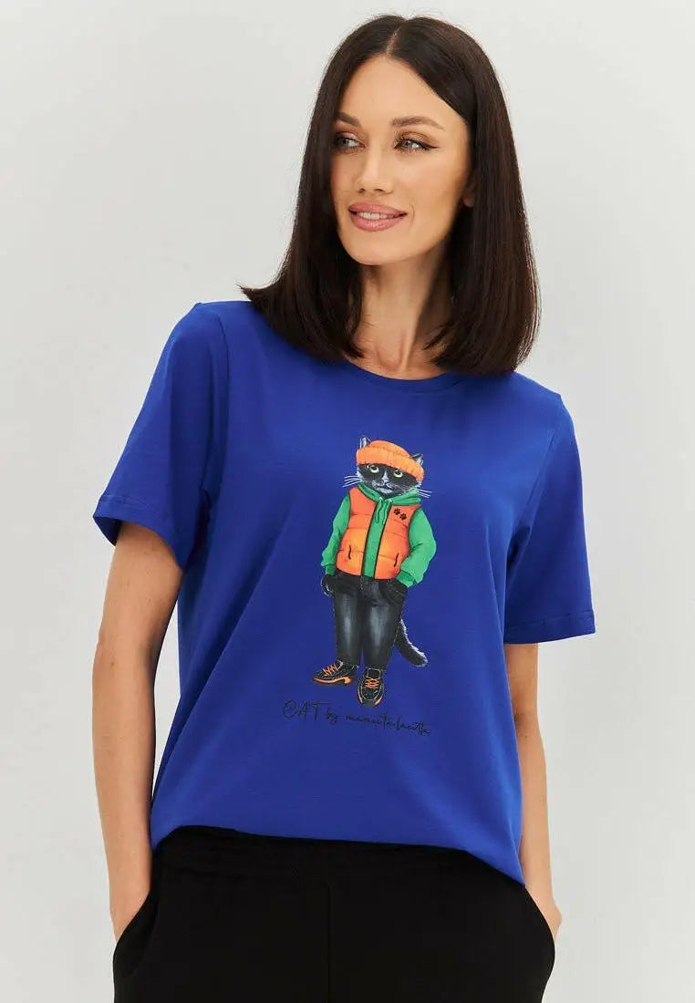 Blue T-shirt Hoodie Cat | T-shirt For Cat Lovers | Cat e Lolette
