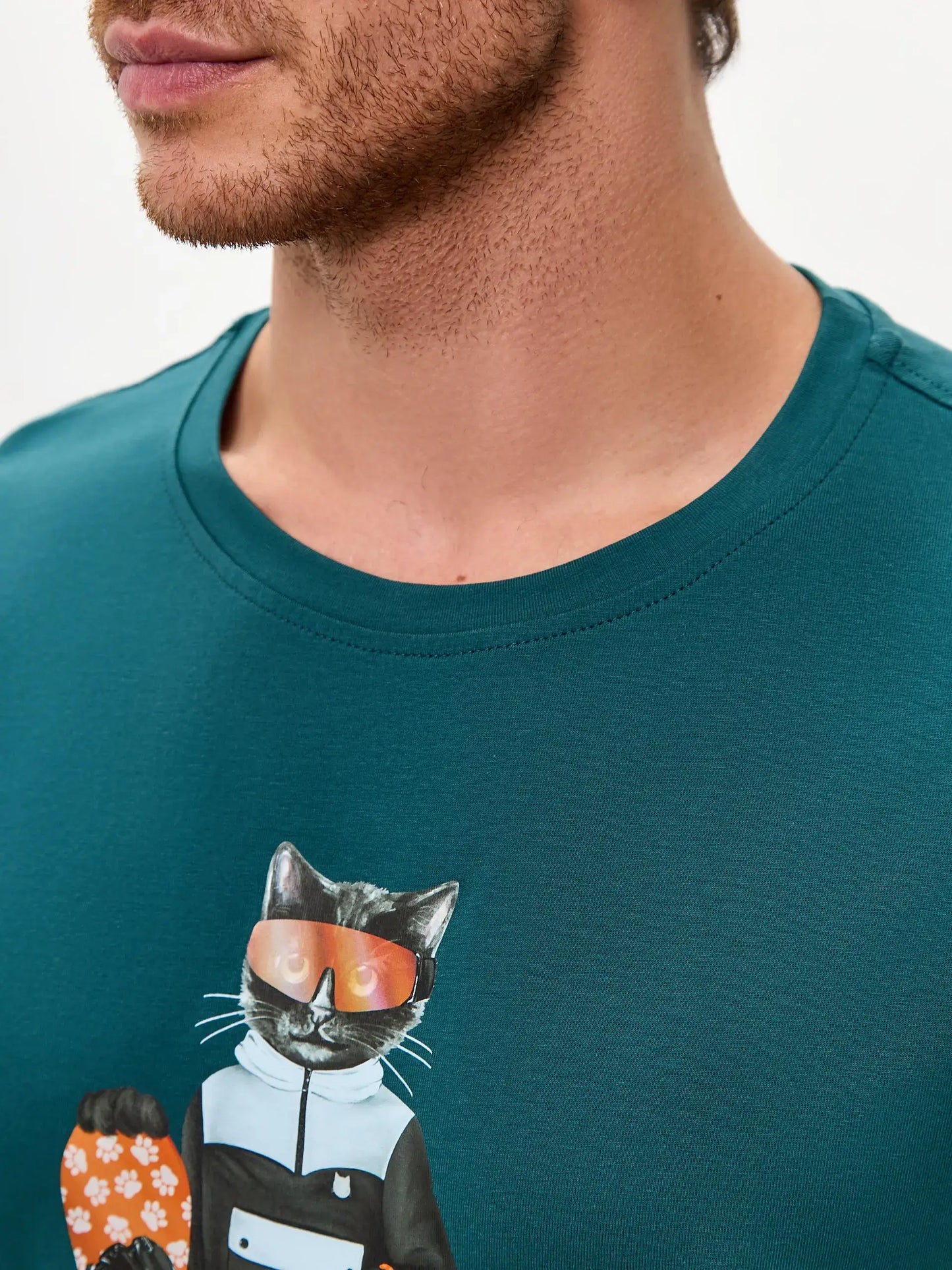 Blue T-shirt Snowboard Cat | T-shirt For Cat Lovers | Cat e Lolette