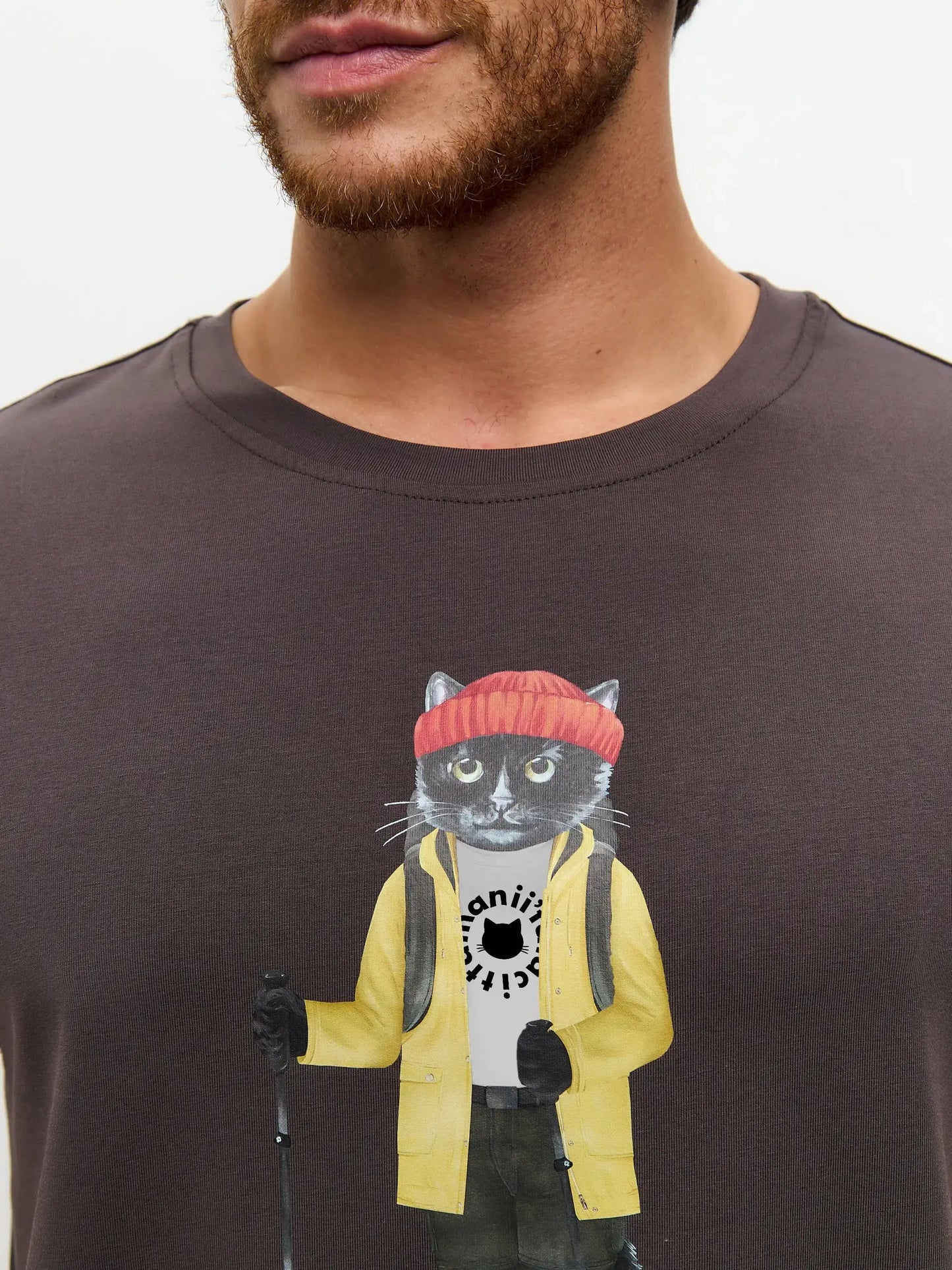 Brown T-shirt Hiking Cat | T-shirt For Cat Lovers | Cat e Lolette