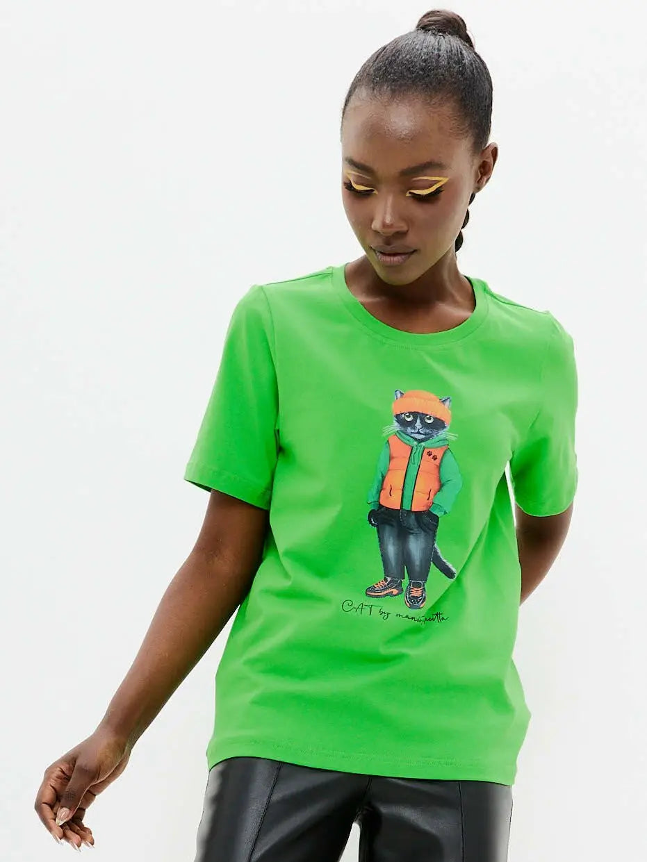 Green T-shirt Hoodie Cat | T-shirt For Cat Lovers | Cat e Lolette