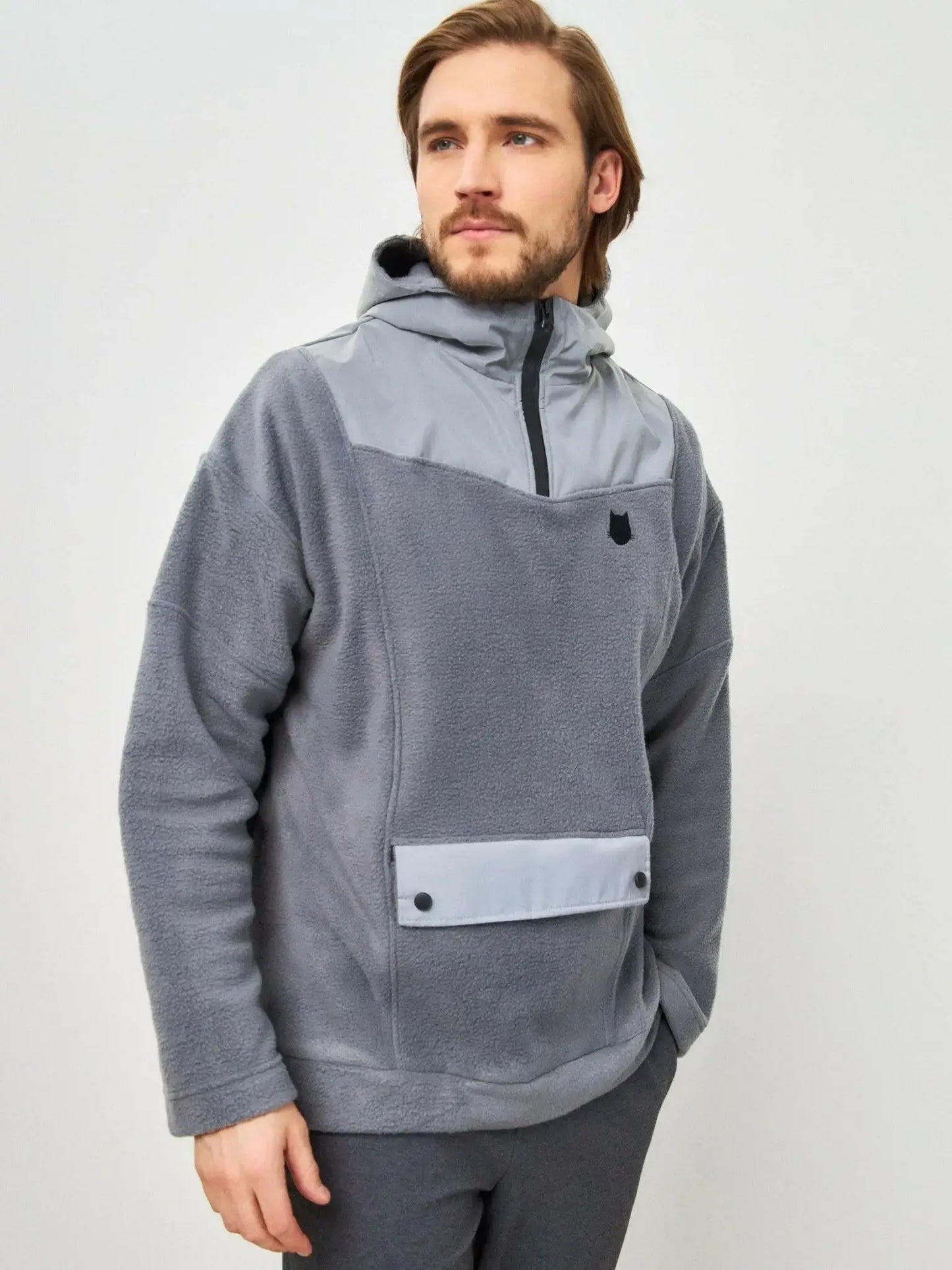 Grey Fleece Hoodie | Fleece (recycled) For Cat Lovers | Cat e Lolette