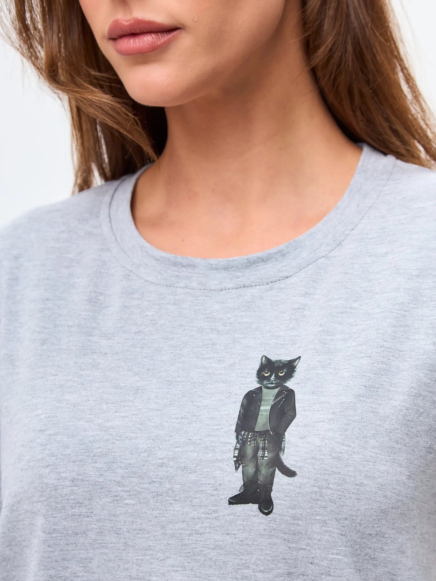 Grey T-shirt Rocker Cat | T-shirt For Cat Lovers | Cat e Lolette