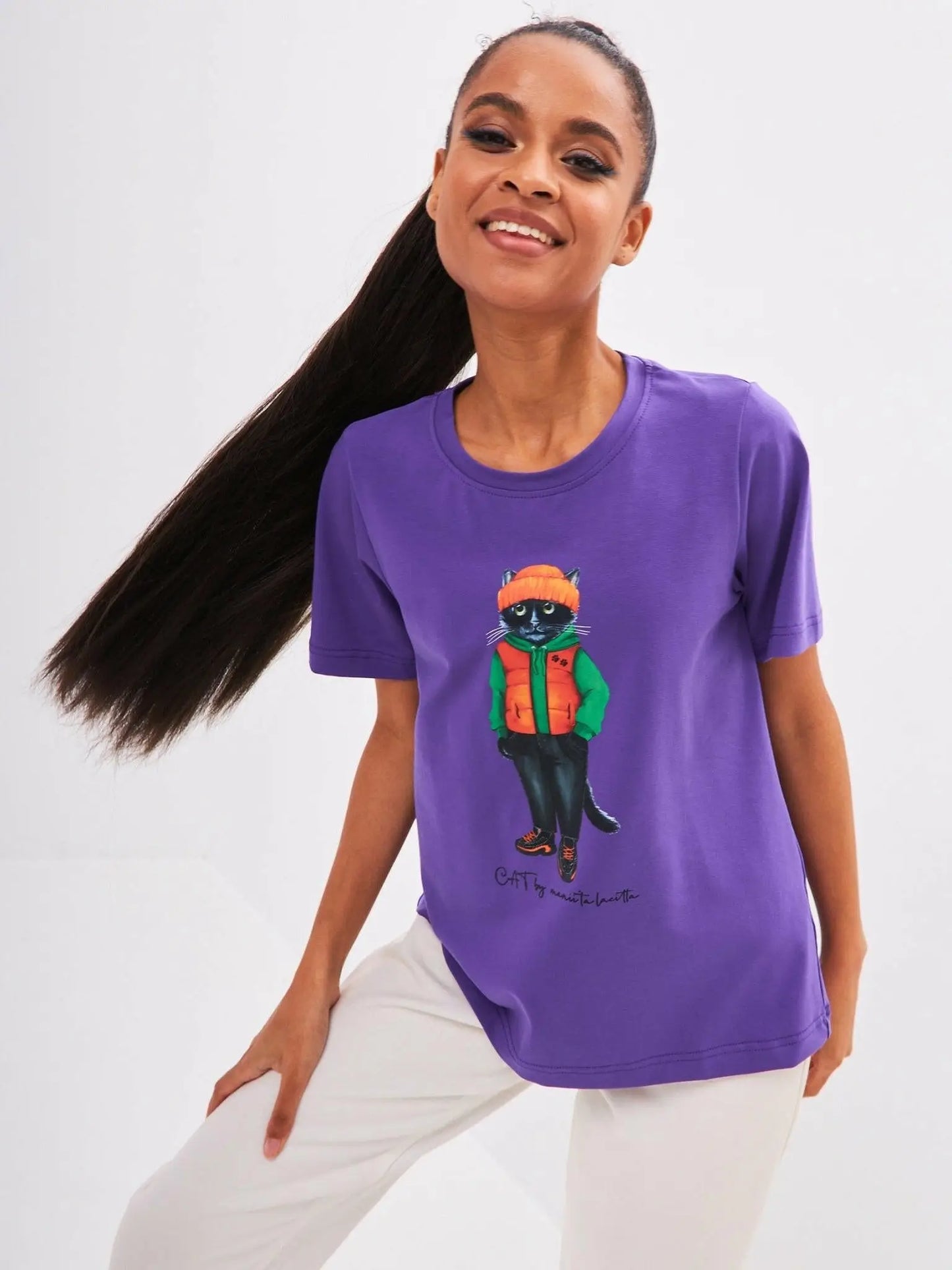 Purple T-shirt Hoodie Cat | T-shirt For Cat Lovers | Cat e Lolette