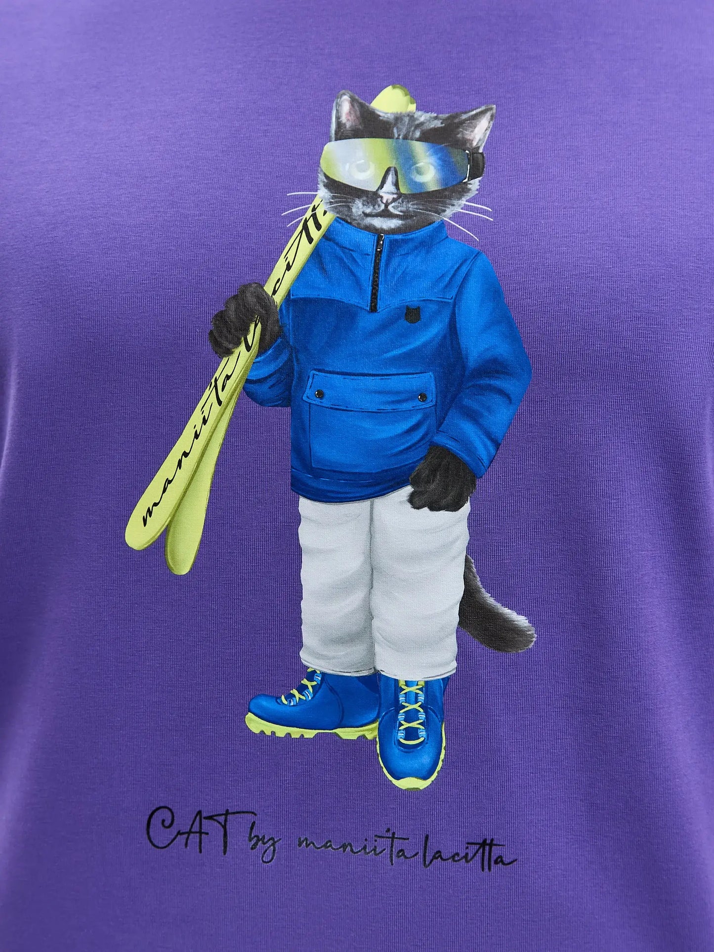 Purple T-shirt Ski Cat | T-shirt For Cat Lovers | Cat e Lolette