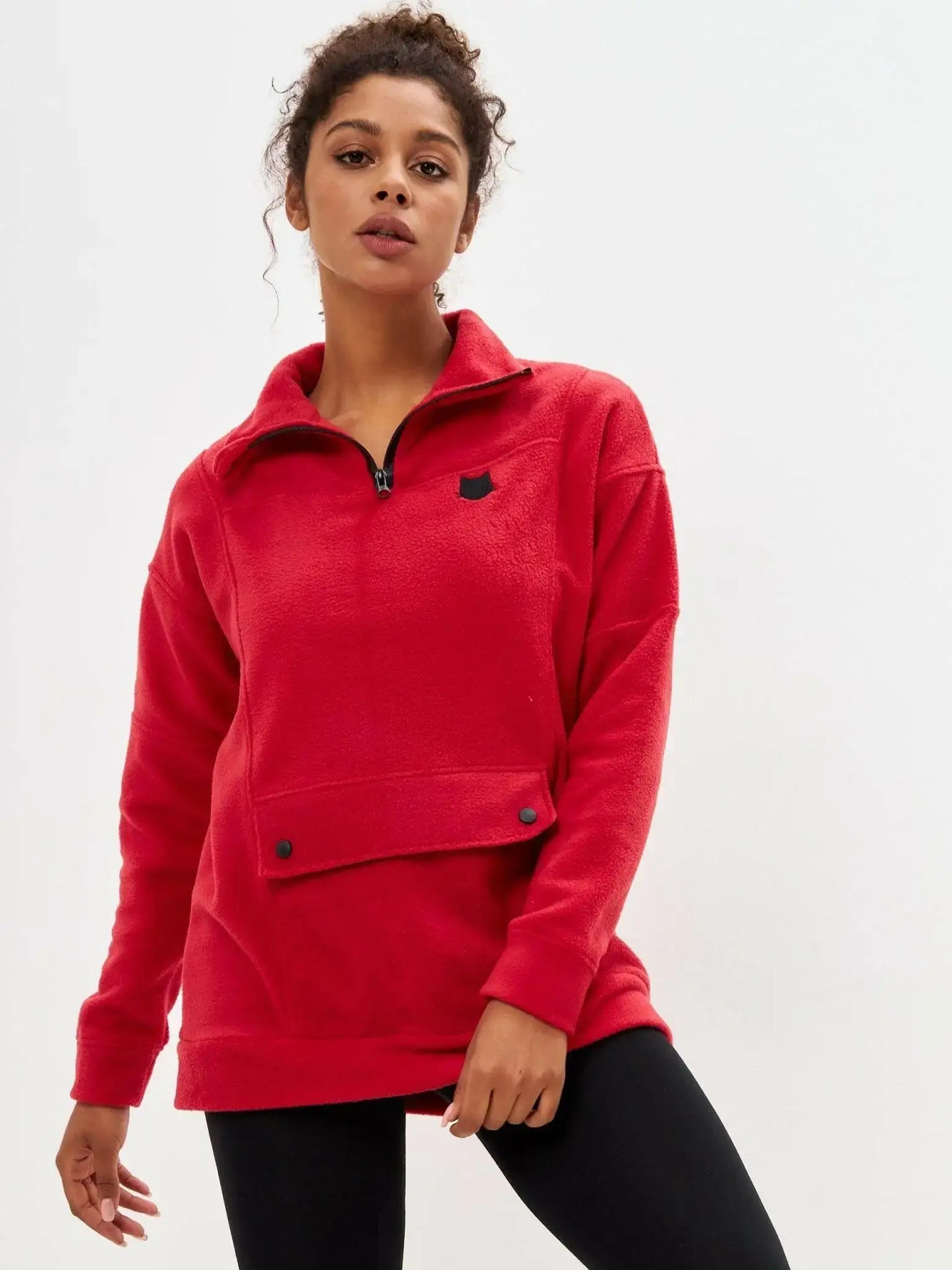 Red Fleece Sweatshirt | Fleece (recycled) For Cat Lovers | Cat e