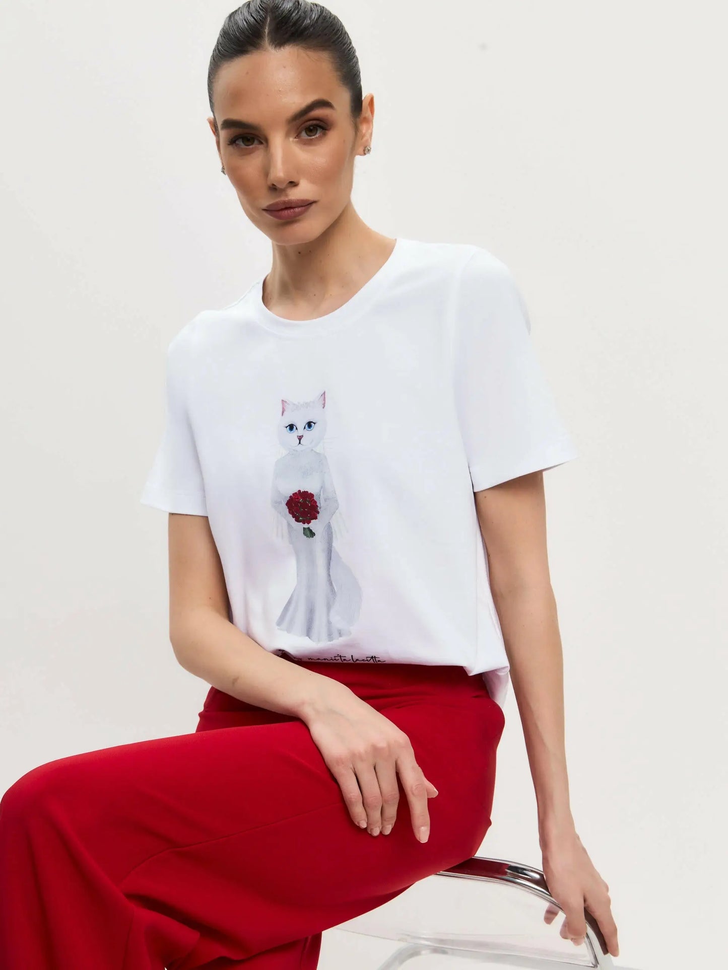 White T-shirt Bride Cat | T-shirt For Cat Lovers | Cat e Lolette