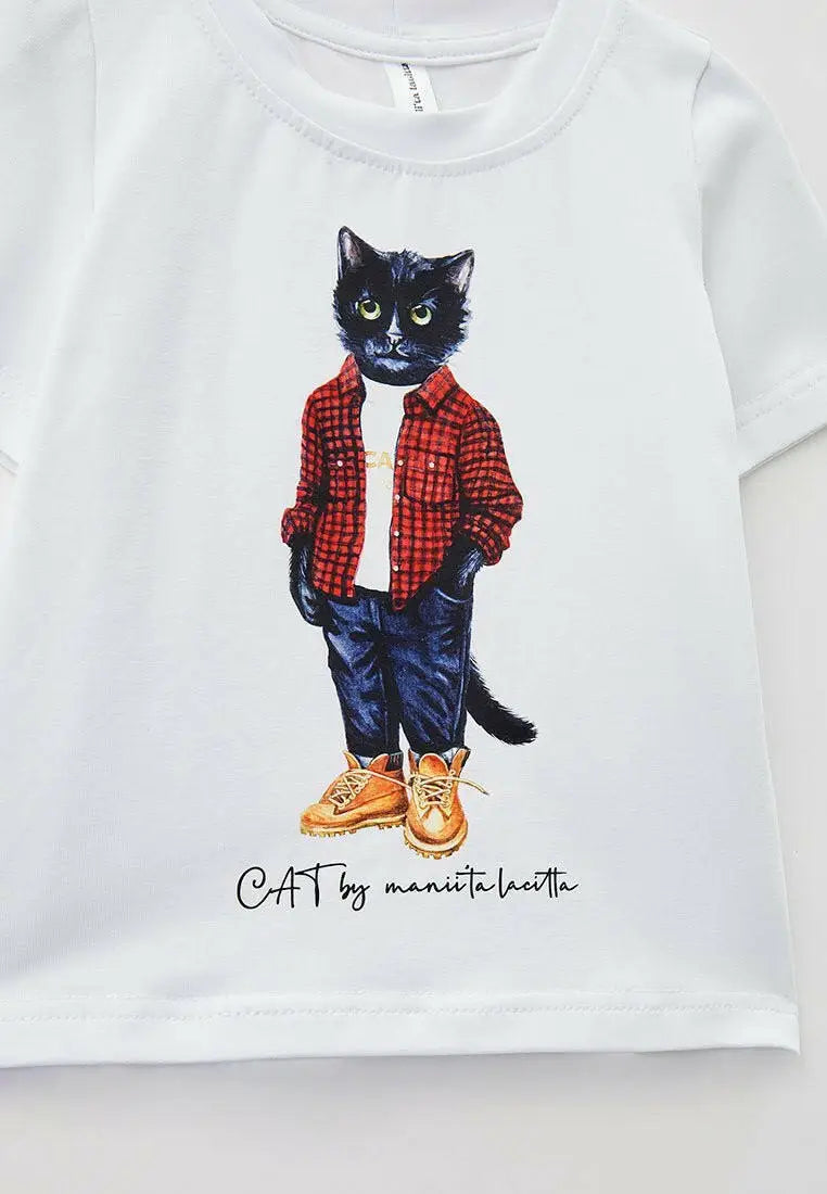 White T-shirt Country Cat | T-shirt For Cat Lovers | Cat e Lolette