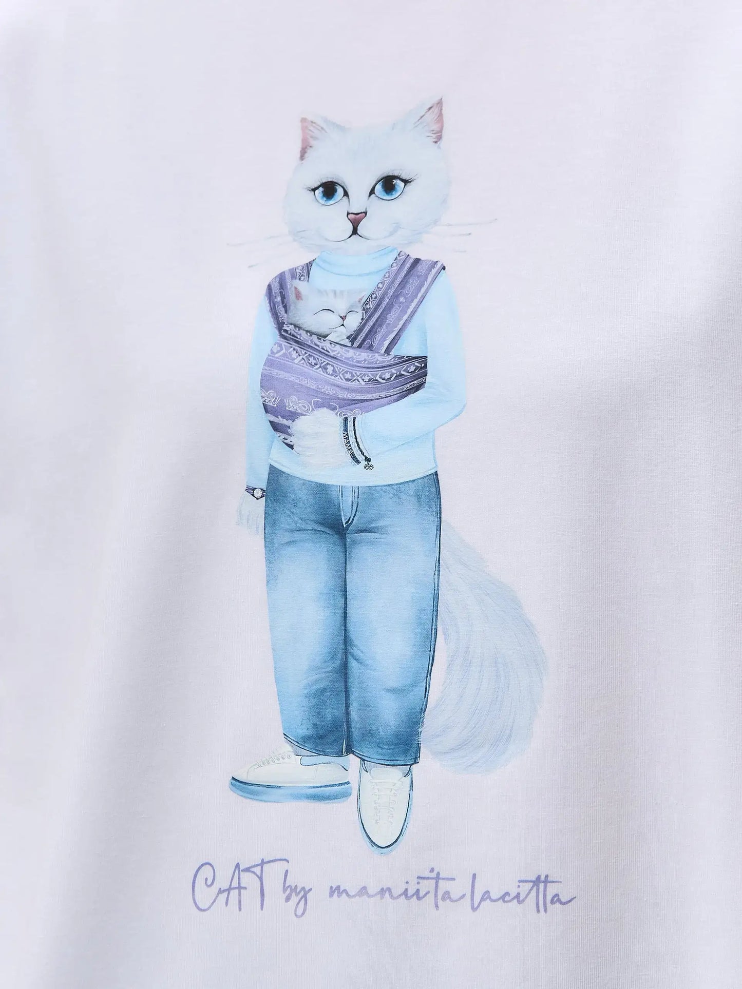 White T-shirt Mother Cat | T-shirt For Cat Lovers | Cat e Lolette