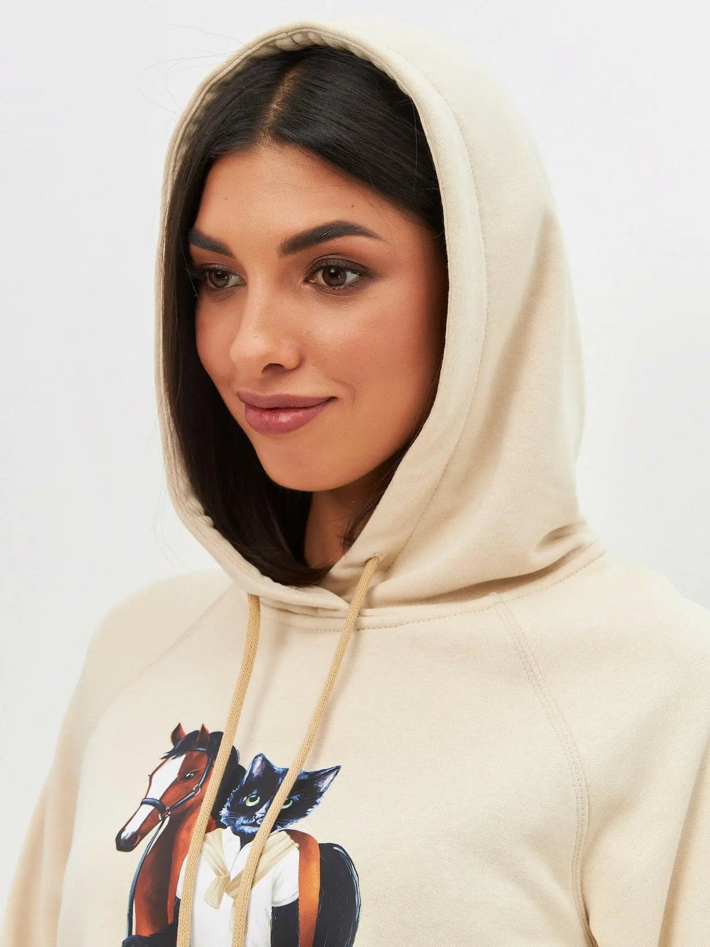 Beige Hoodie Rider Cat | Hoodie & sweatshirt For Cat Lovers | Cat e
