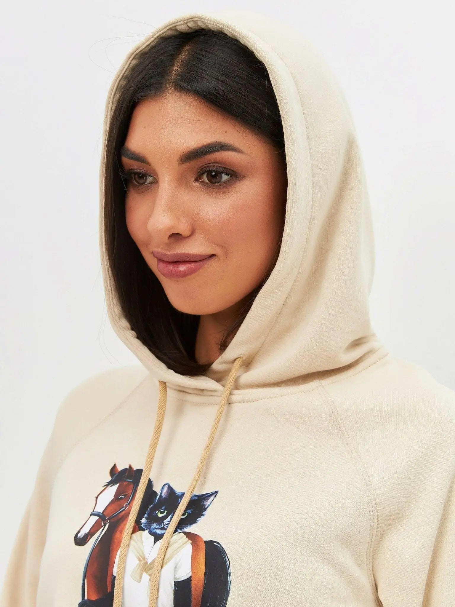 Beige Hoodie Rider Cat | Hoodie & sweatshirt For Cat Lovers | Cat e