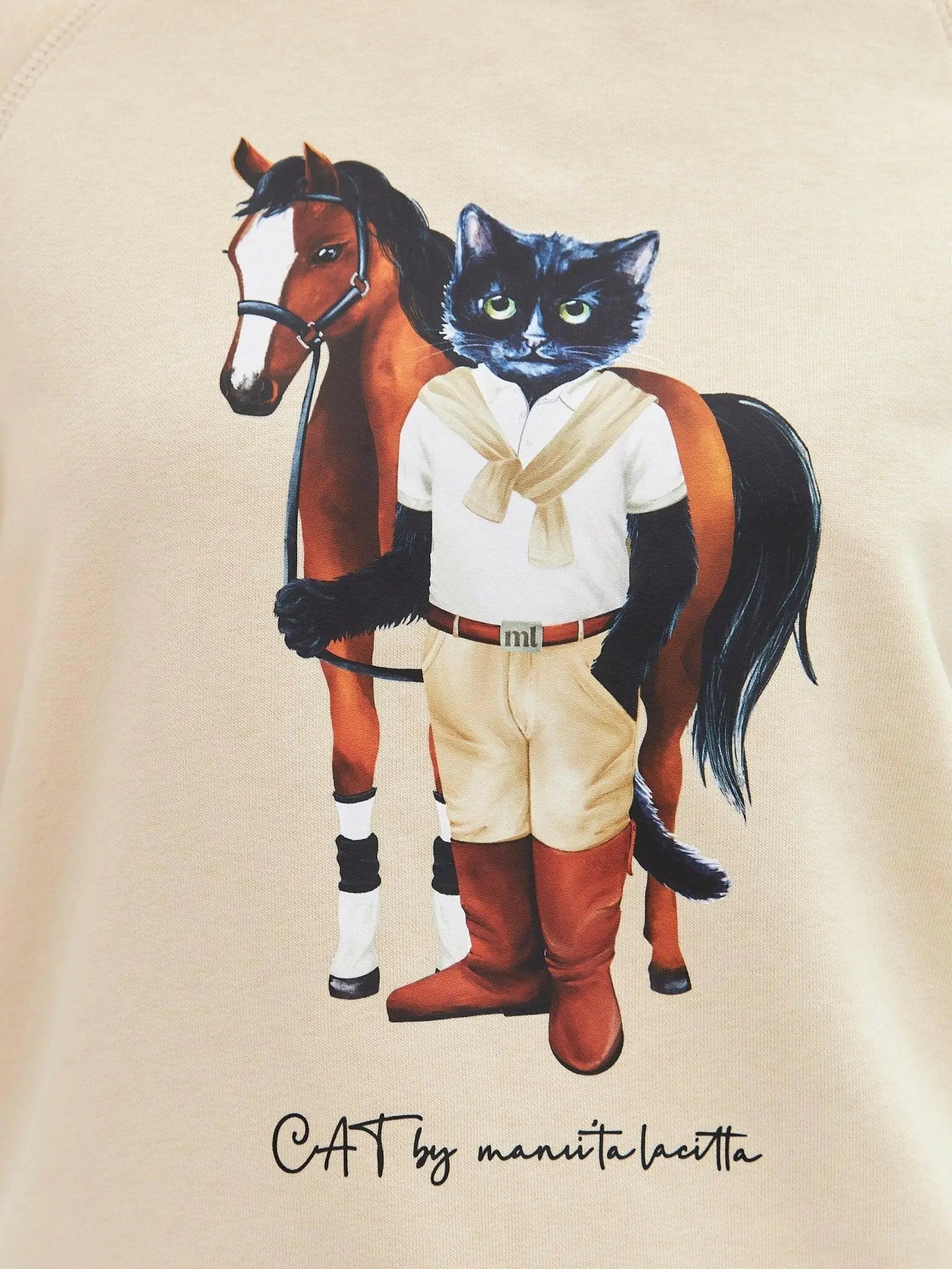 Beige Hoodie Rider Cat | Hoodie & sweatshirt For Cat Lovers | Cat e