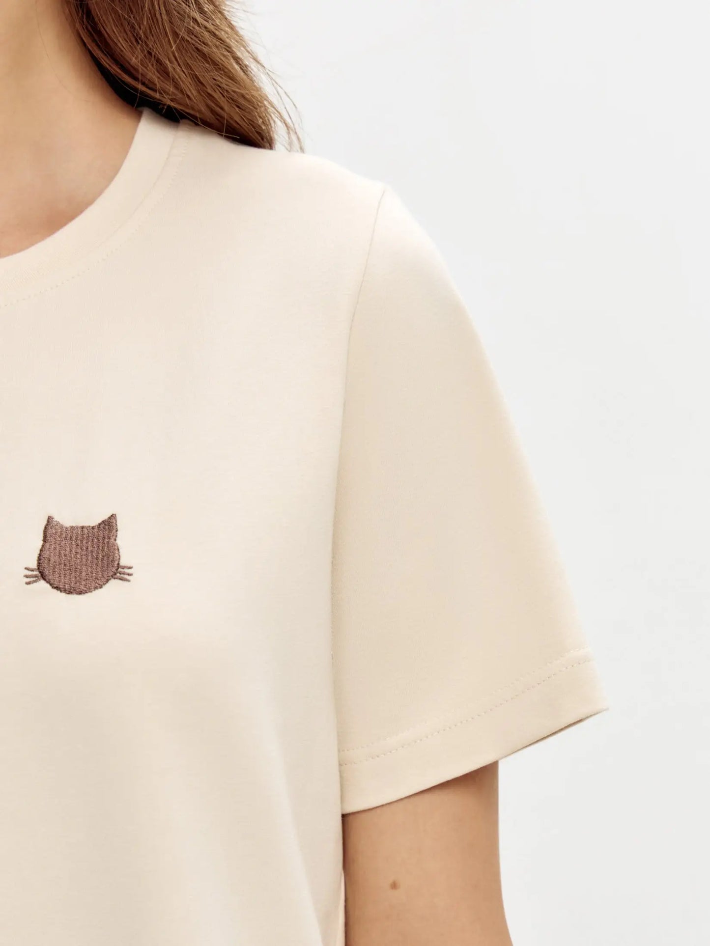 Beige T-shirt Logo Cat | T-shirt For Cat Lovers | Cat e Lolette
