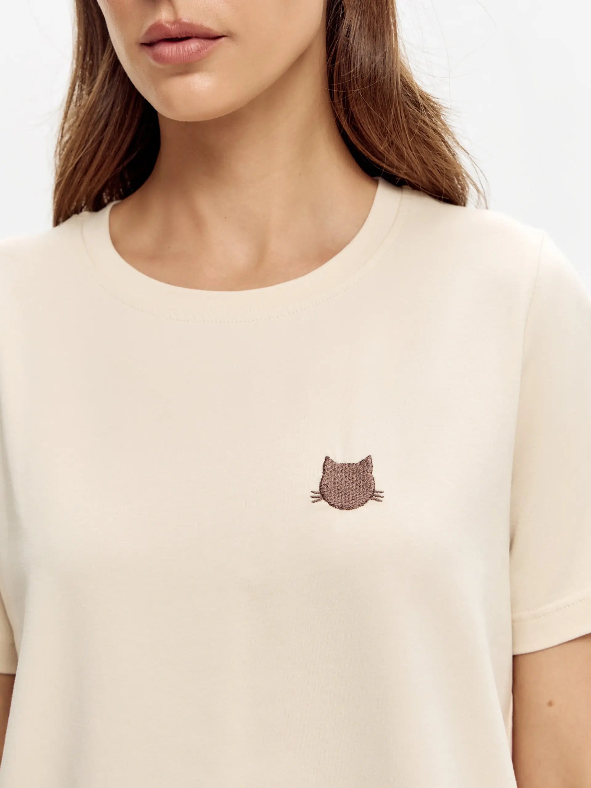 Beige T-shirt Logo Cat | T-shirt For Cat Lovers | Cat e Lolette