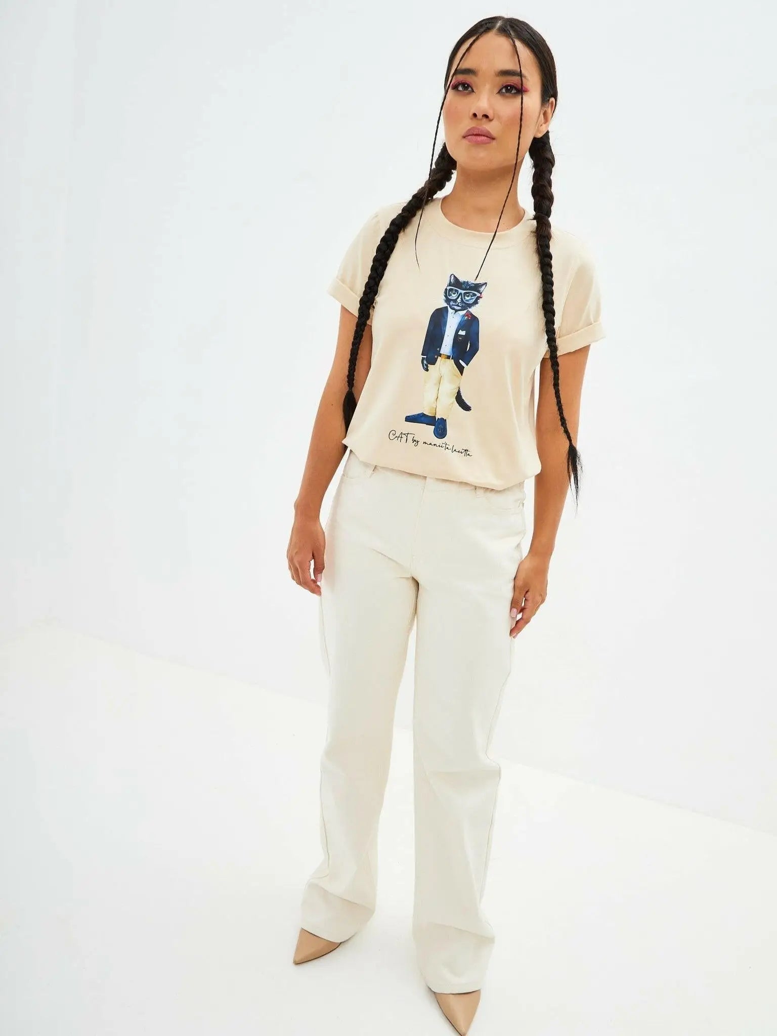 Beige T-shirt Regatta Cat | T-shirt For Cat Lovers | Cat e Lolette