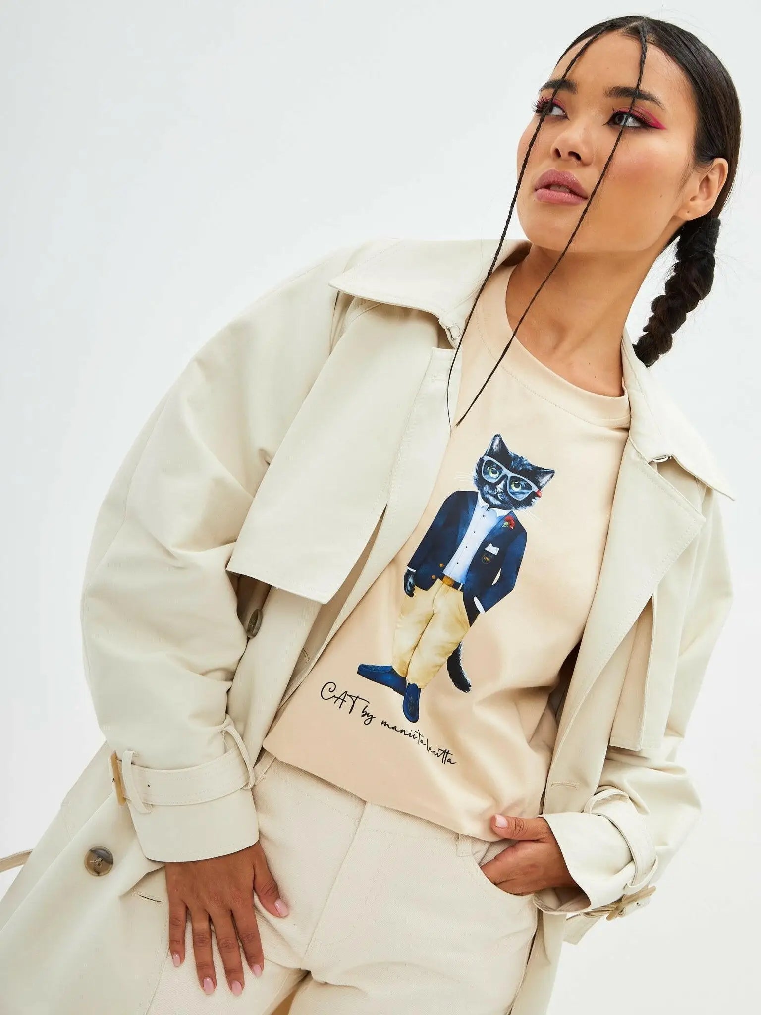 Beige T-shirt Regatta Cat | T-shirt For Cat Lovers | Cat e Lolette