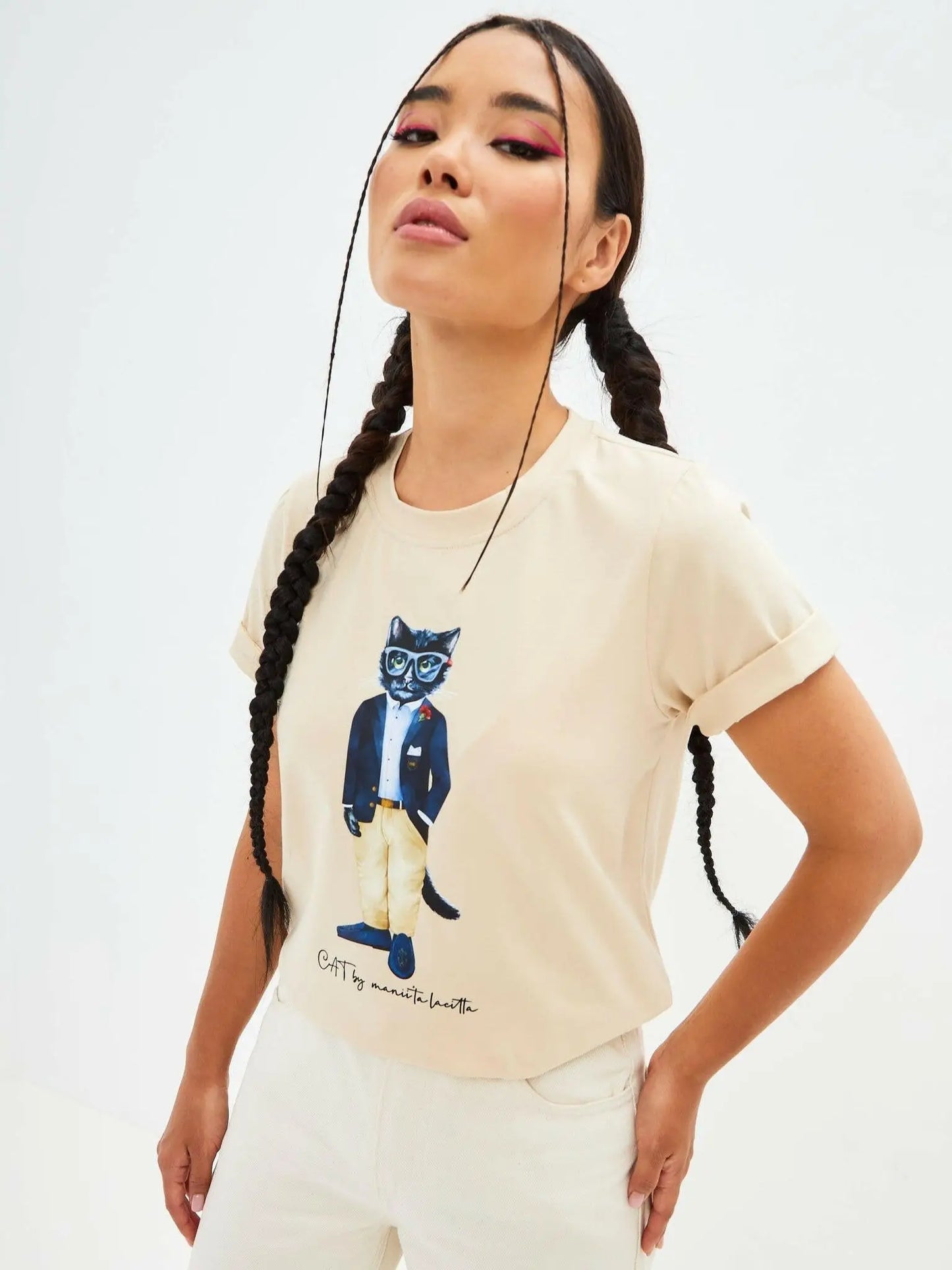 Beige T-shirt Regatta Cat | T-shirt For Cat Lovers | Cat e Lolette