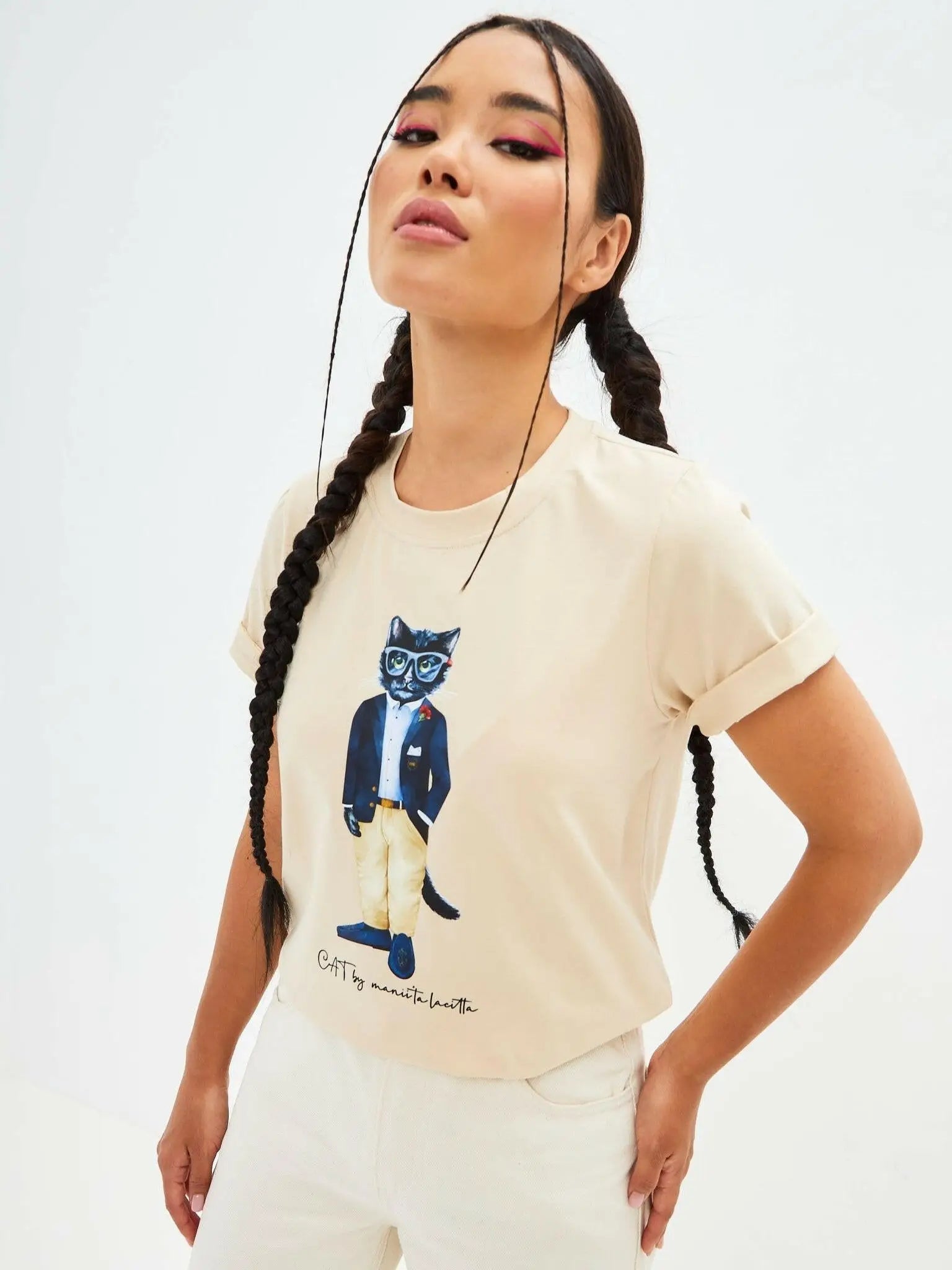 Beige T-shirt Regatta Cat | T-shirt For Cat Lovers | Cat e Lolette