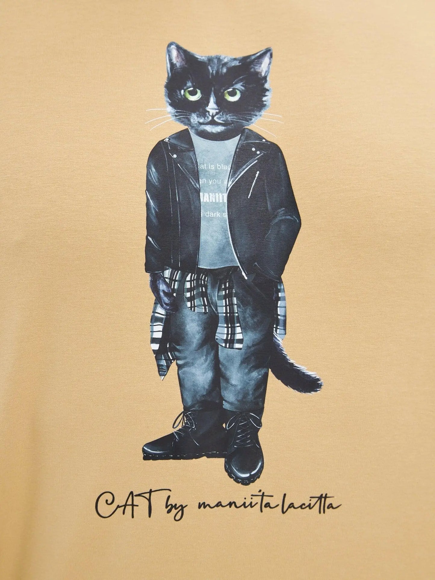 Beige T-shirt Rocker Cat | T-shirt For Cat Lovers | Cat e Lolette