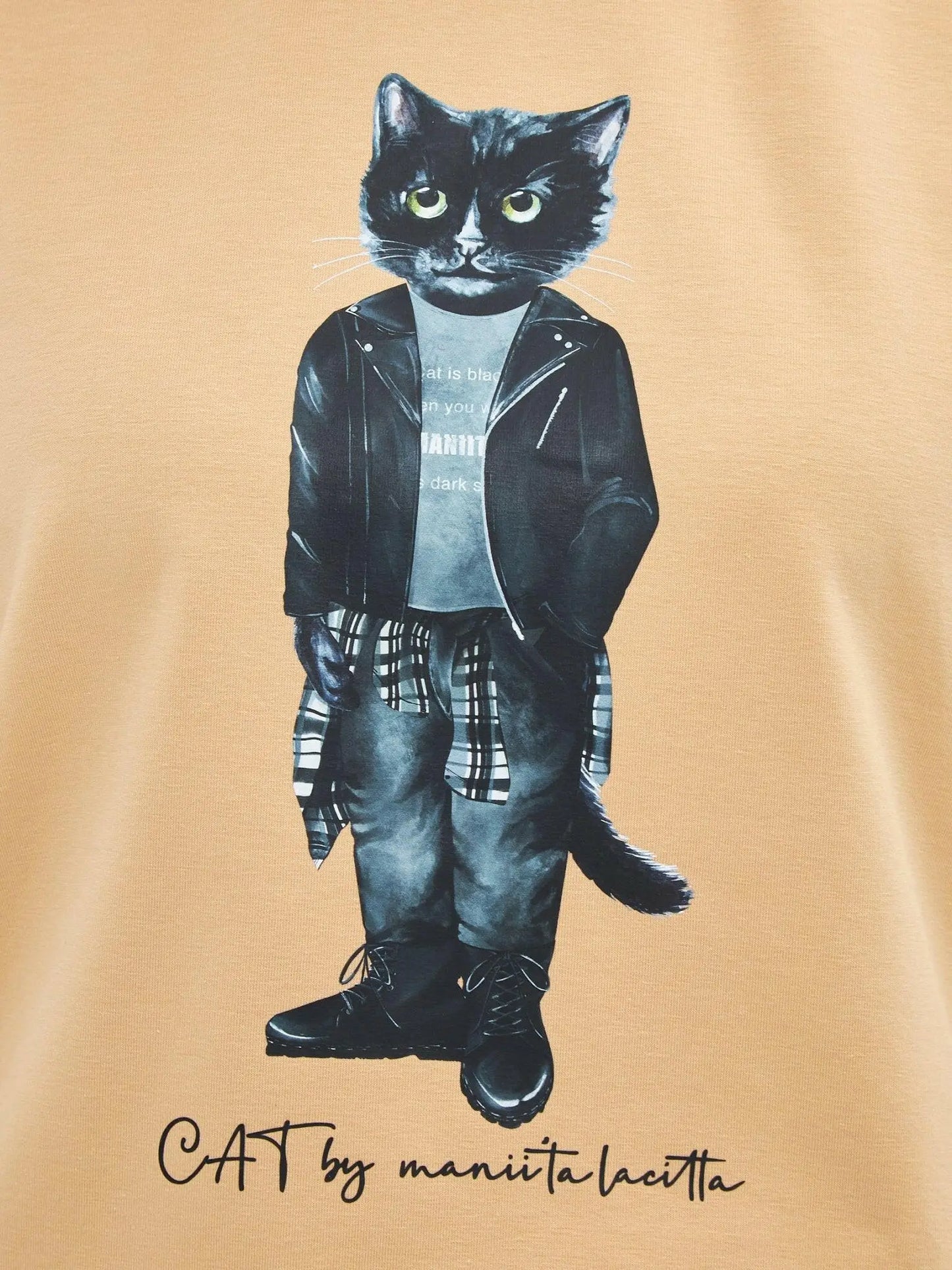 Beige T-shirt Rocker Cat | T-shirt For Cat Lovers | Cat e Lolette