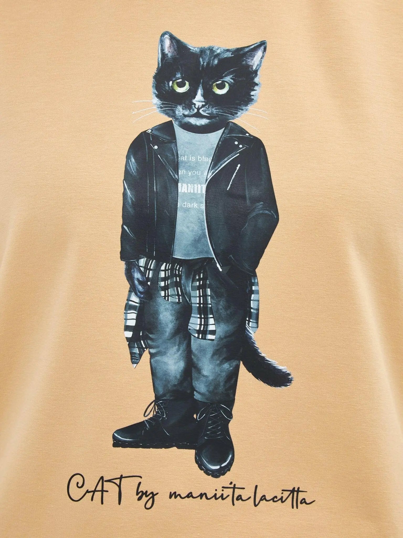 Beige T-shirt Rocker Cat | T-shirt For Cat Lovers | Cat e Lolette