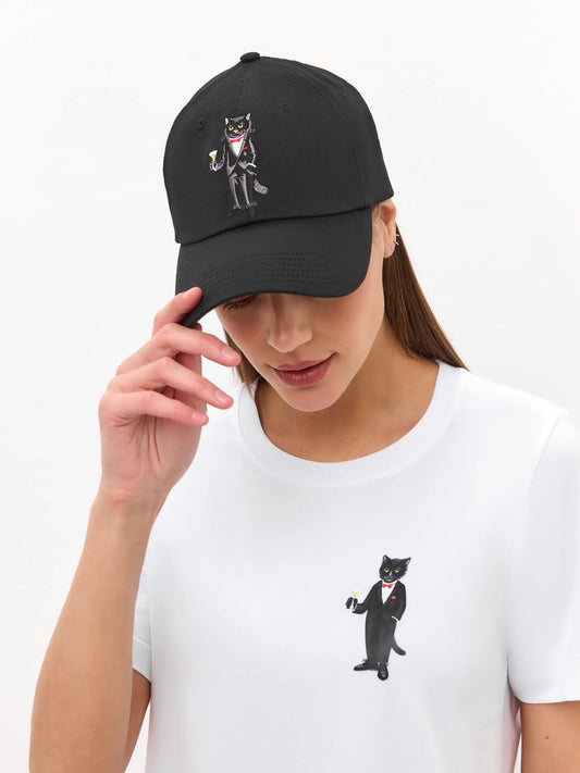 Black Cap with Dandy Cat | For Cat Lovers | Cat e Lolette