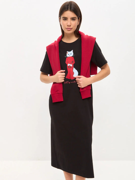 Black Dress Cat in Red | Dress For Cat Lovers | Cat e Lolette