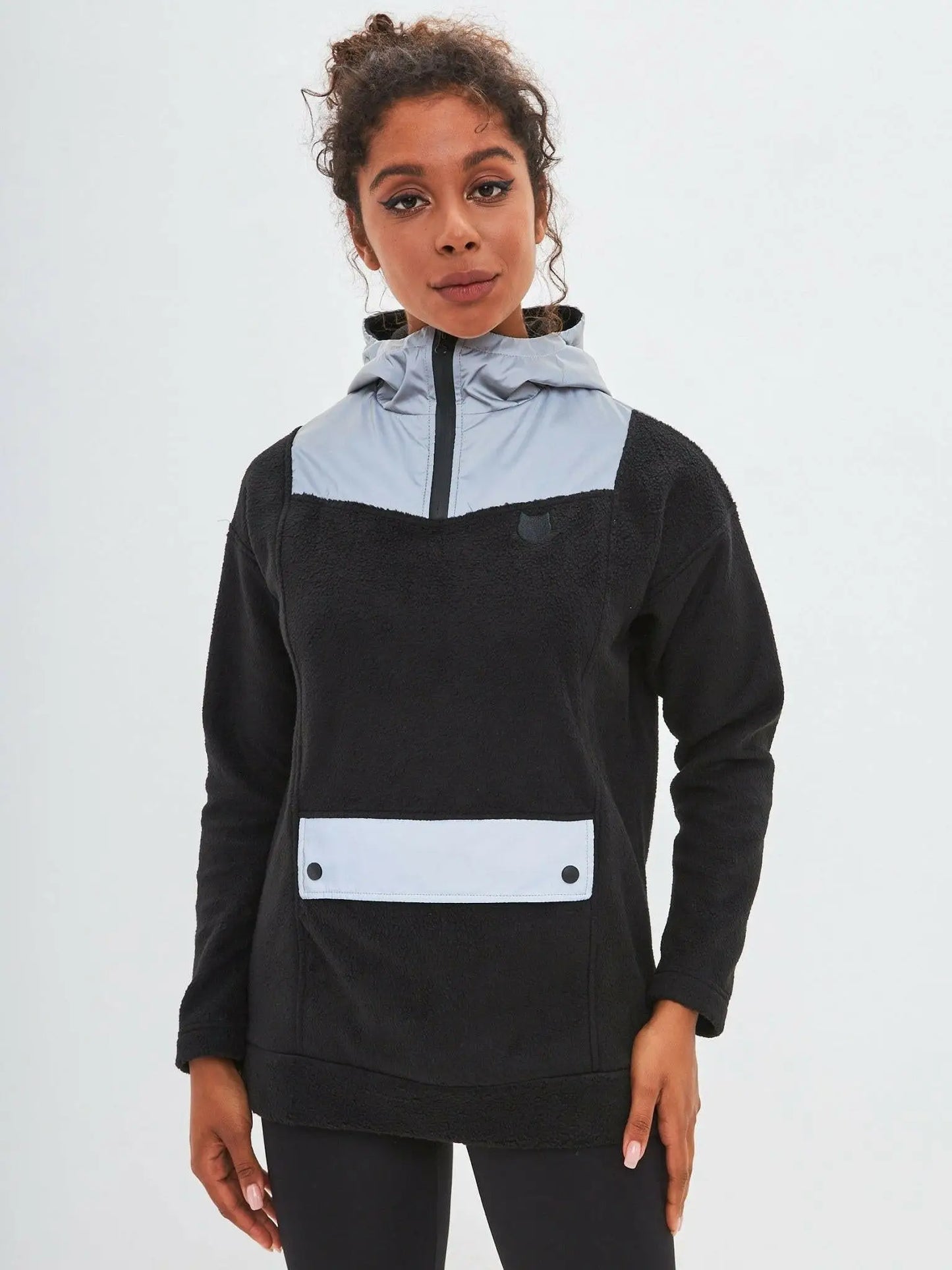 Black Fleece Hoodie Catrain | Fleece (recycled) For Cat Lovers | Cat