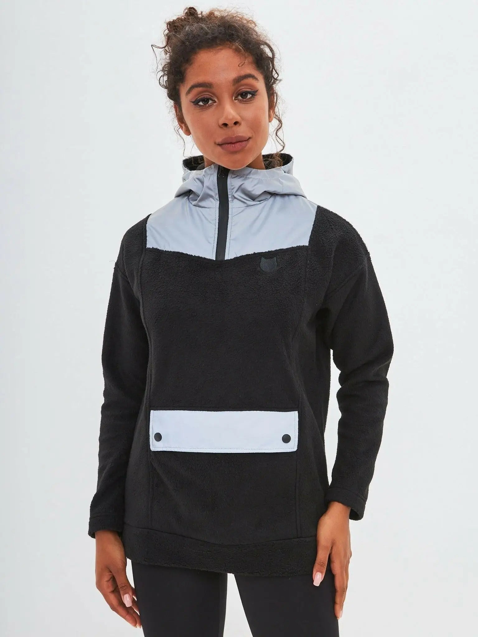 Black Fleece Hoodie Catrain | Fleece (recycled) For Cat Lovers | Cat