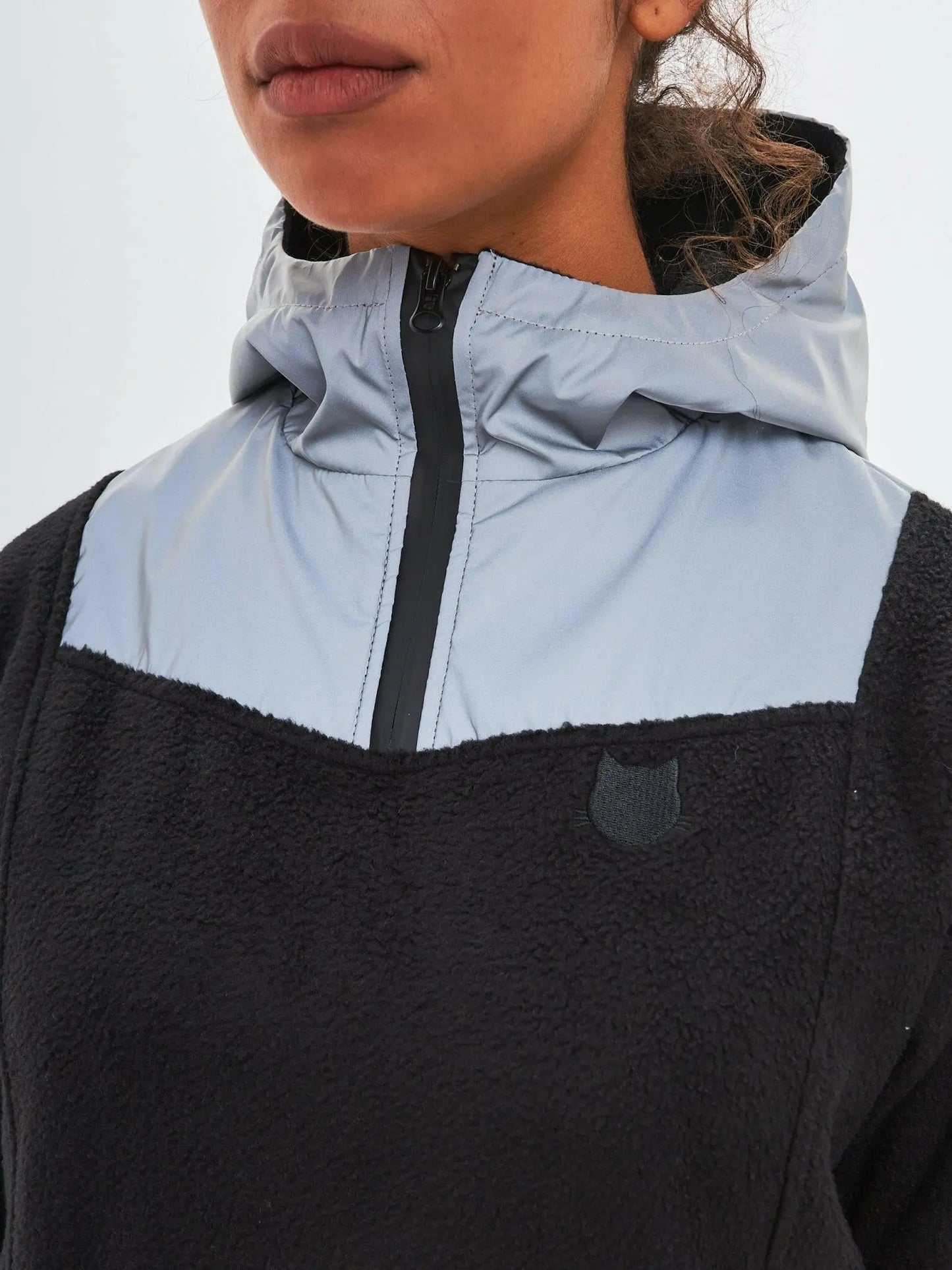 Black Fleece Hoodie Catrain | Fleece (recycled) For Cat Lovers | Cat