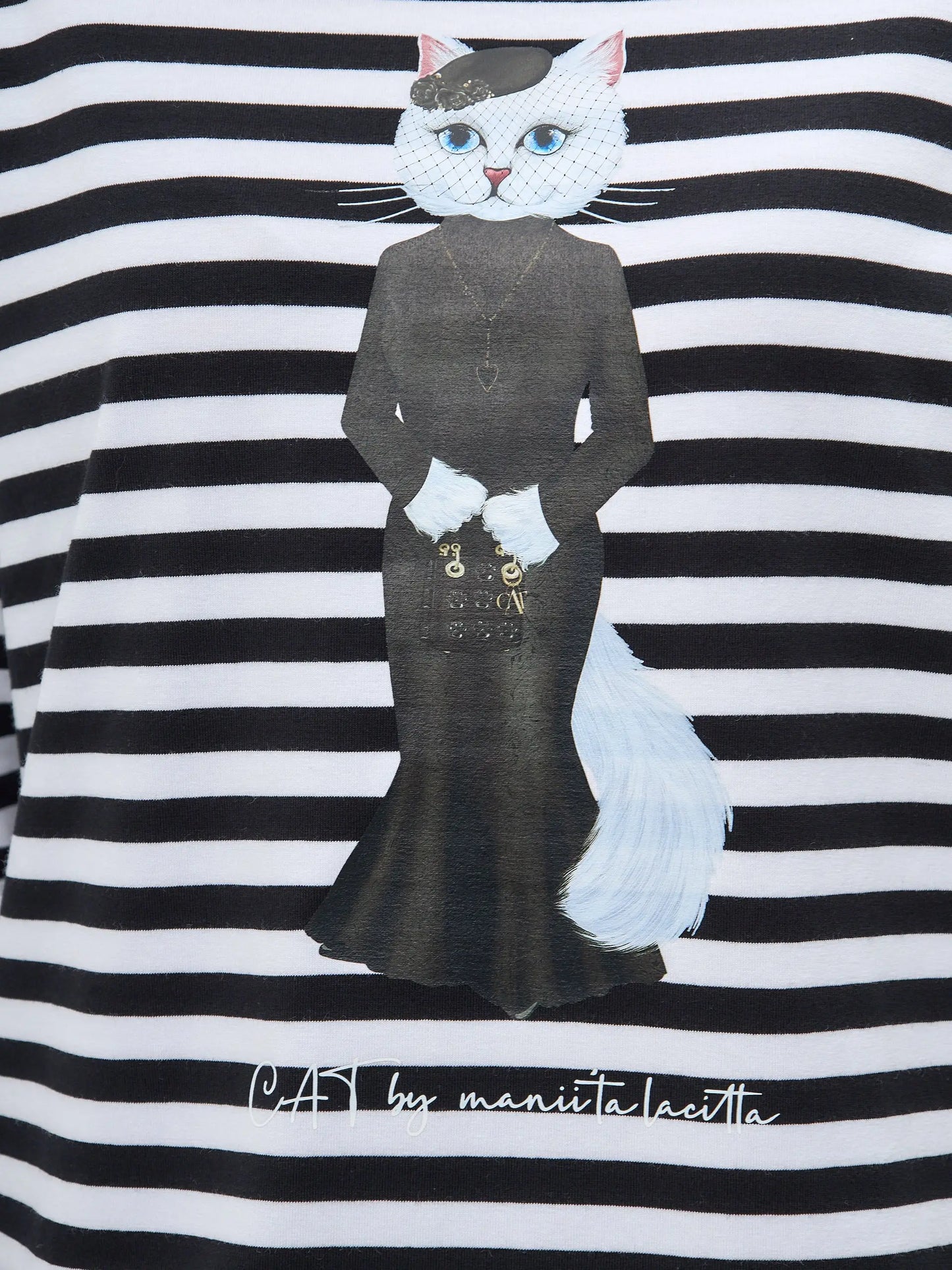 Black Longsleeve Cat Drama Queen | Shirt & Striped shirt For Cat