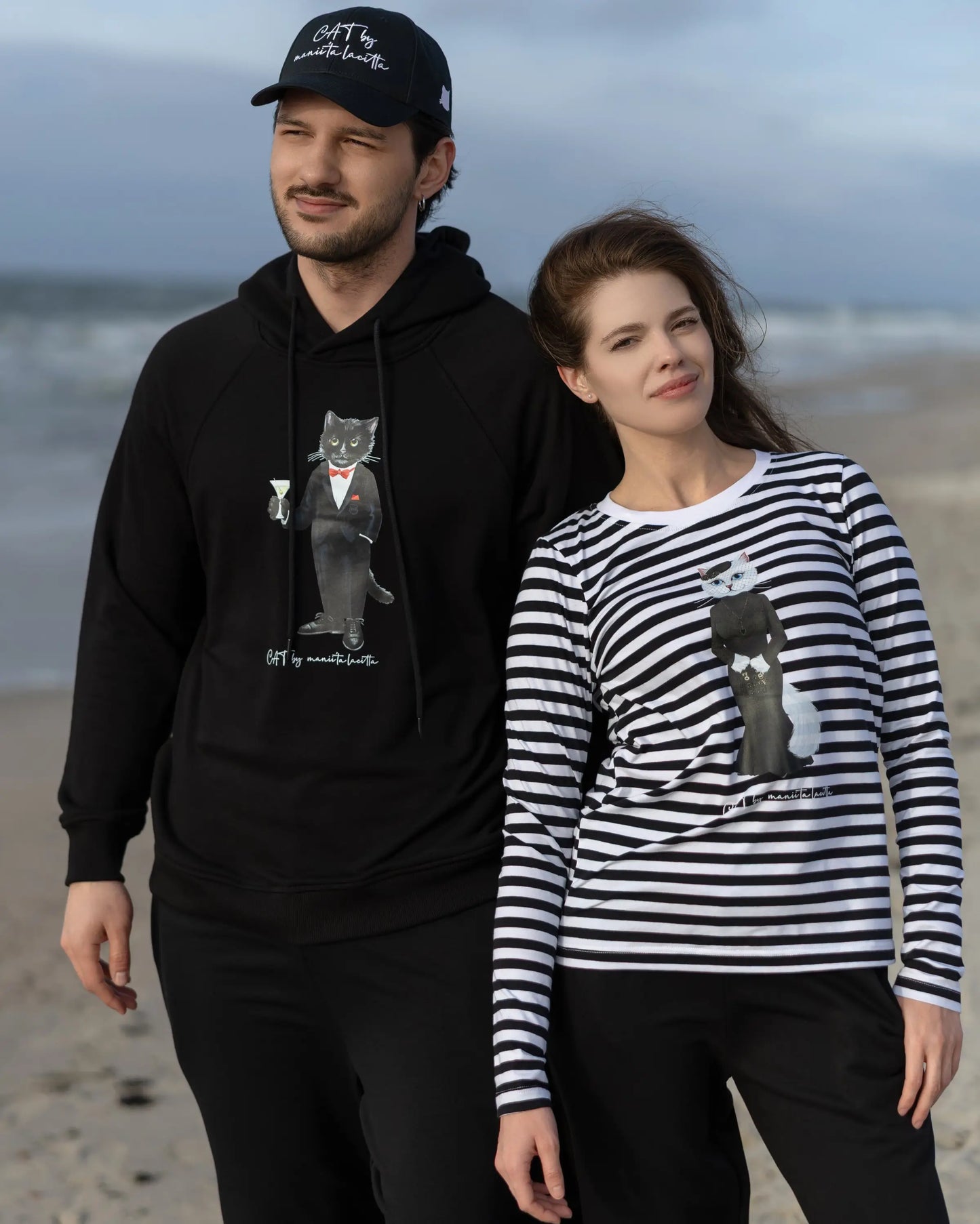 Black Longsleeve Cat Drama Queen | Shirt & Striped shirt For Cat
