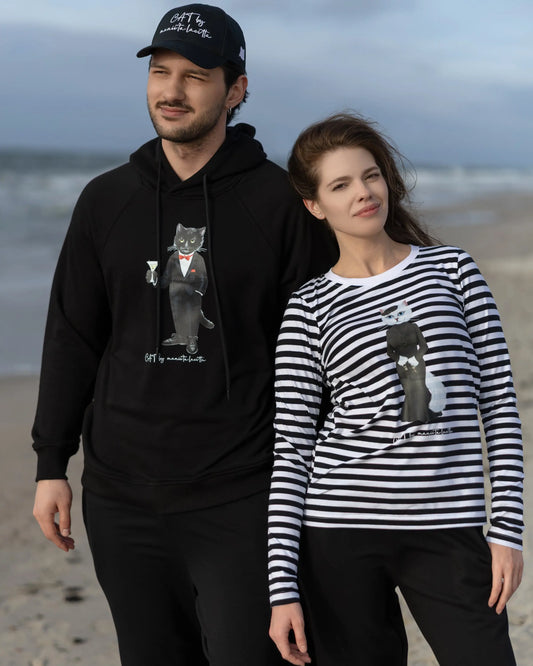 Black Longsleeve Cat Drama Queen | Shirt & Striped shirt For Cat