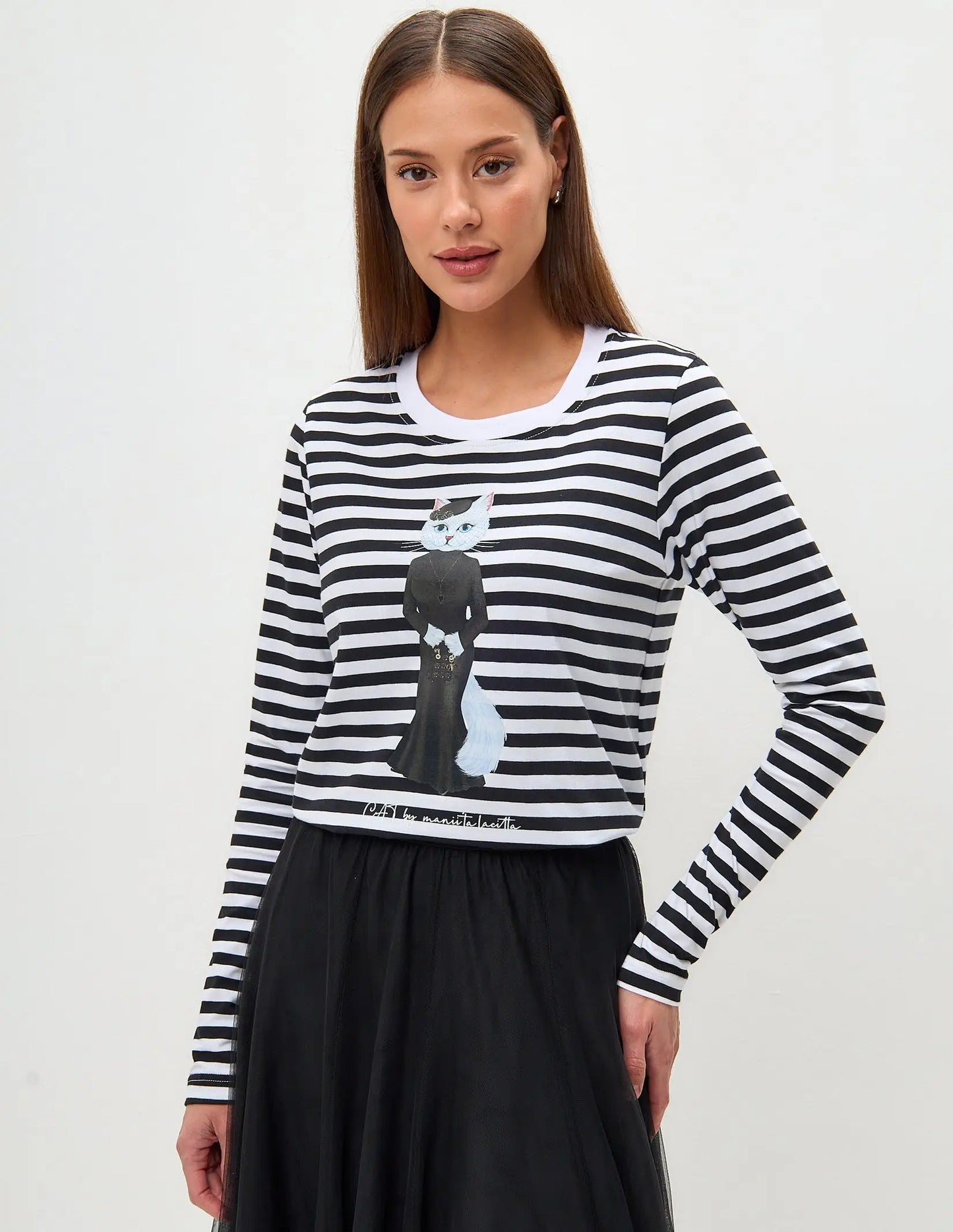 Black Longsleeve Cat Drama Queen | Shirt & Striped shirt For Cat