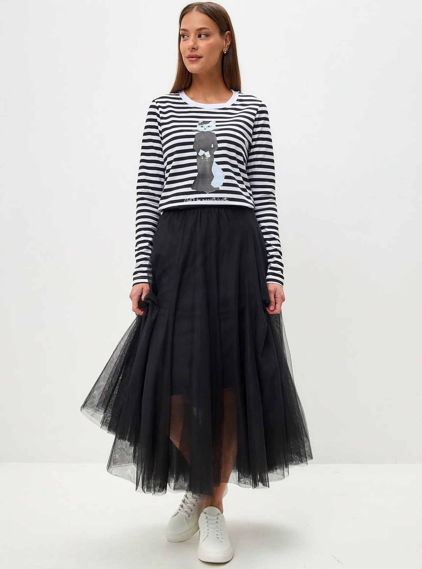 Black Longsleeve Cat Drama Queen | Shirt & Striped shirt For Cat