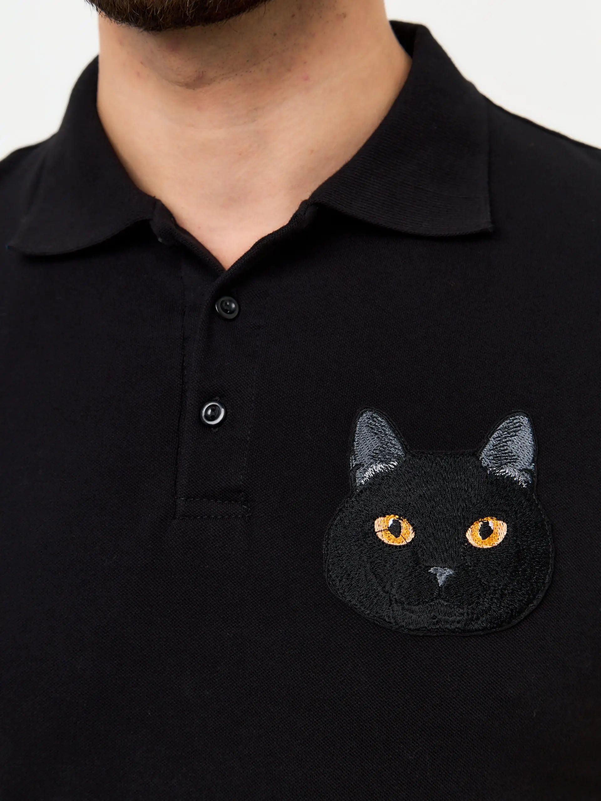 Black Polo T-shirt Cat | Polo t-shirt & dress For Cat Lovers | Cat e
