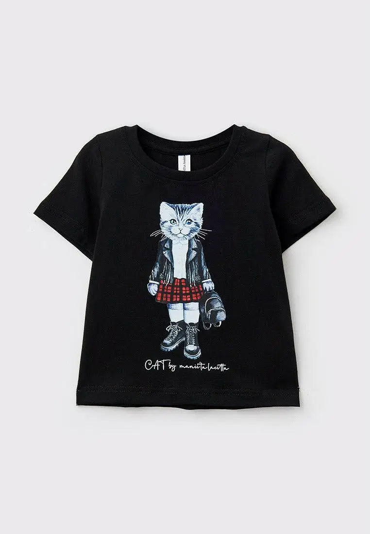 Black Printed T-shirt Kitty | T-shirt For Cat Lovers | Cat e Lolette