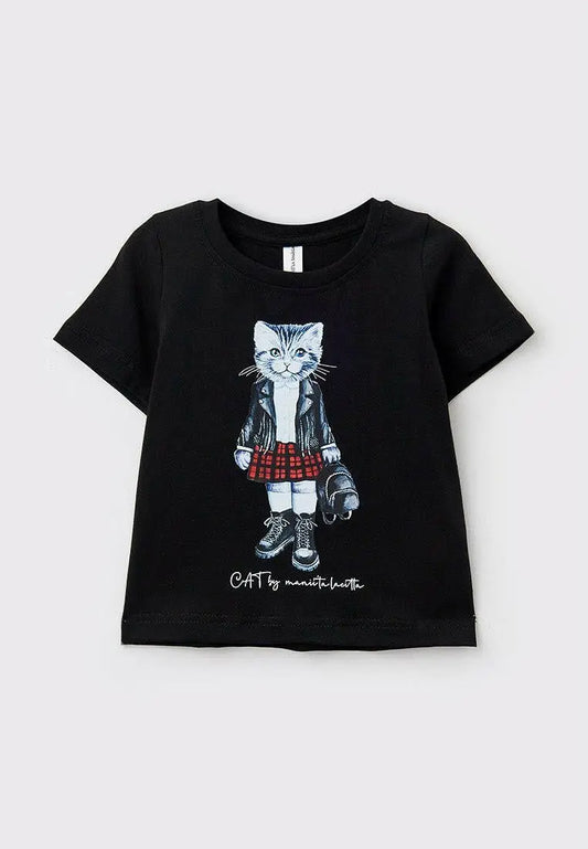 Black Printed T-shirt Kitty | T-shirt For Cat Lovers | Cat e Lolette