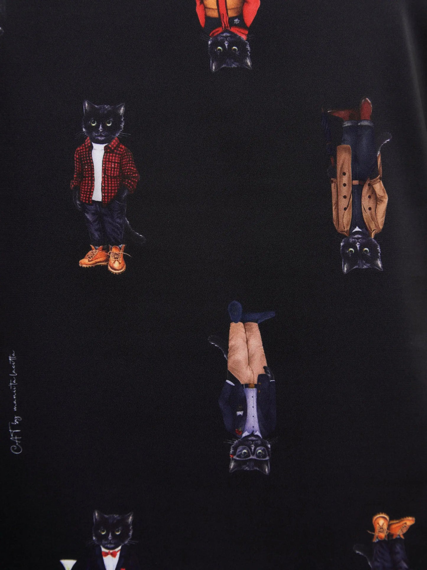 Black Silk Top Cat | Silk top For Cat Lovers | Cat e Lolette