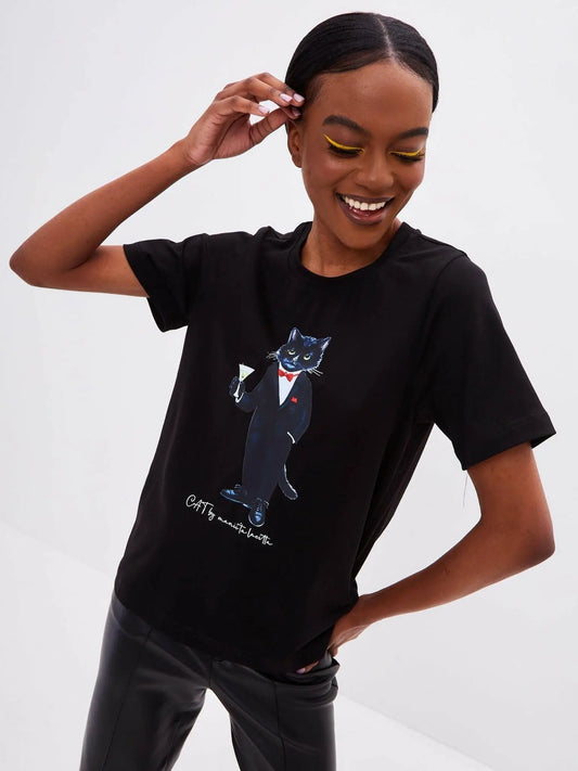 Black T-shirt Dandy Cat | T-shirt For Cat Lovers | Cat e Lolette