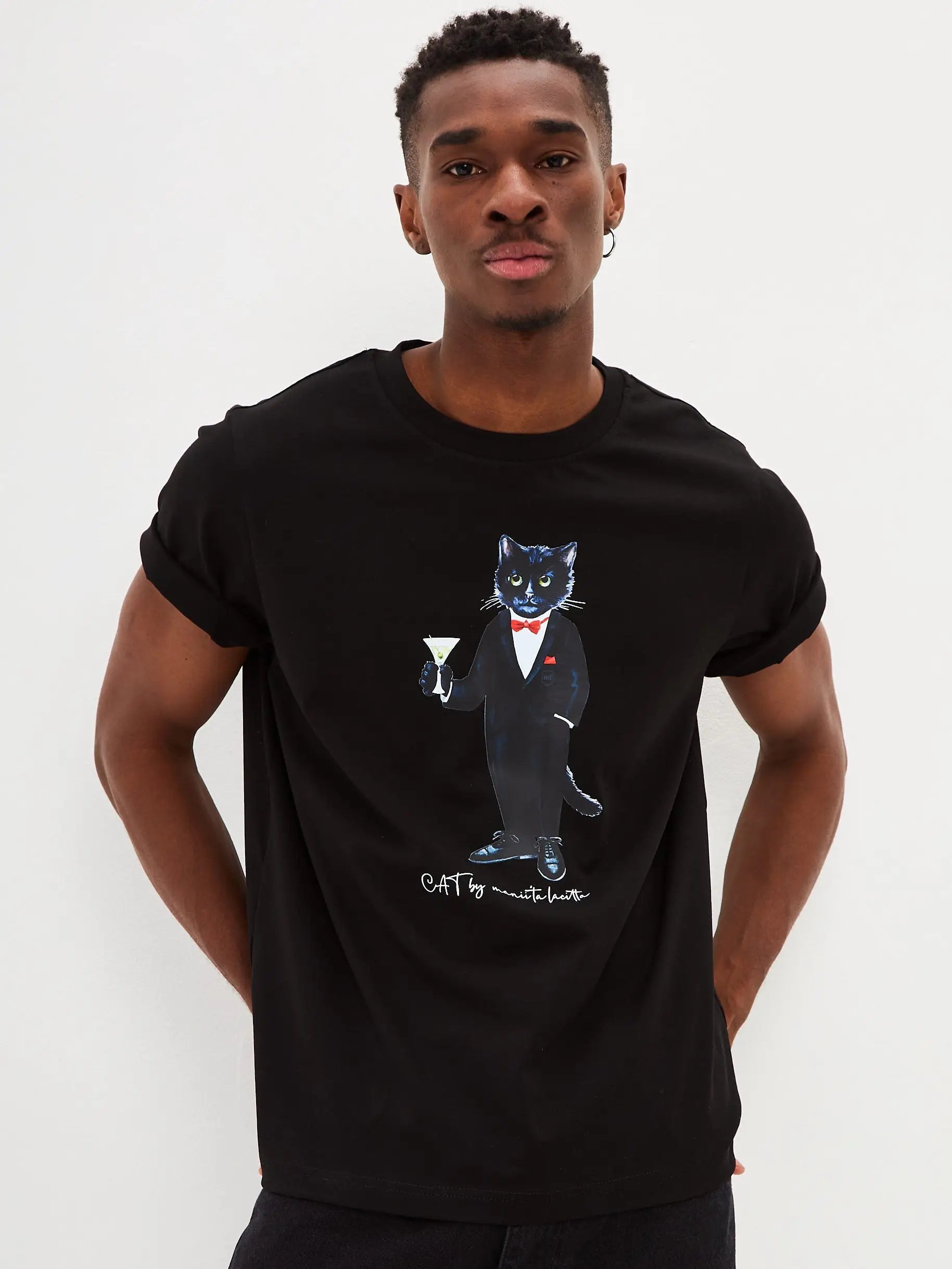 Black T-shirt Dandy Cat | T-shirt For Cat Lovers | Cat e Lolette