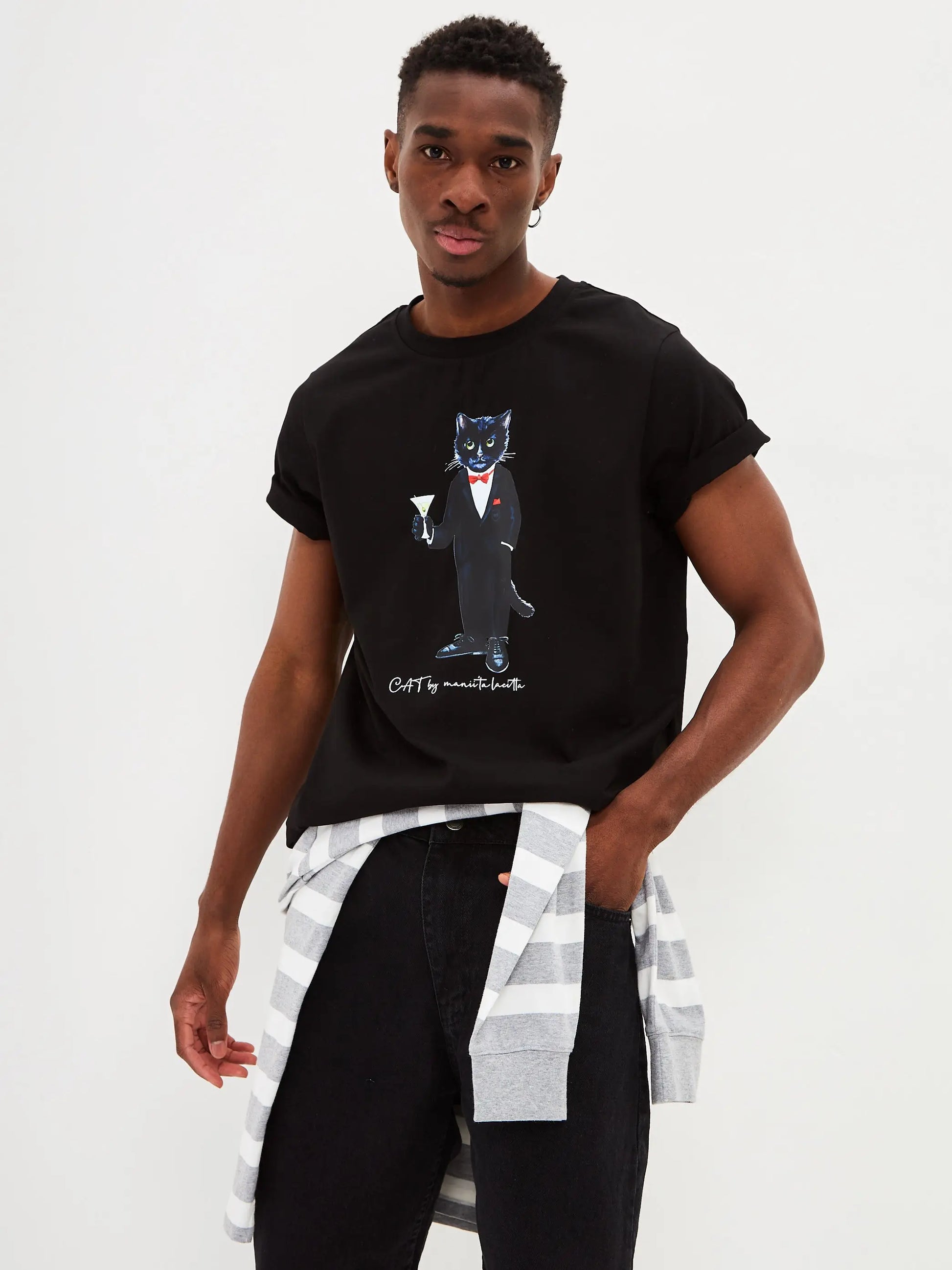 Black T-shirt Dandy Cat | T-shirt For Cat Lovers | Cat e Lolette