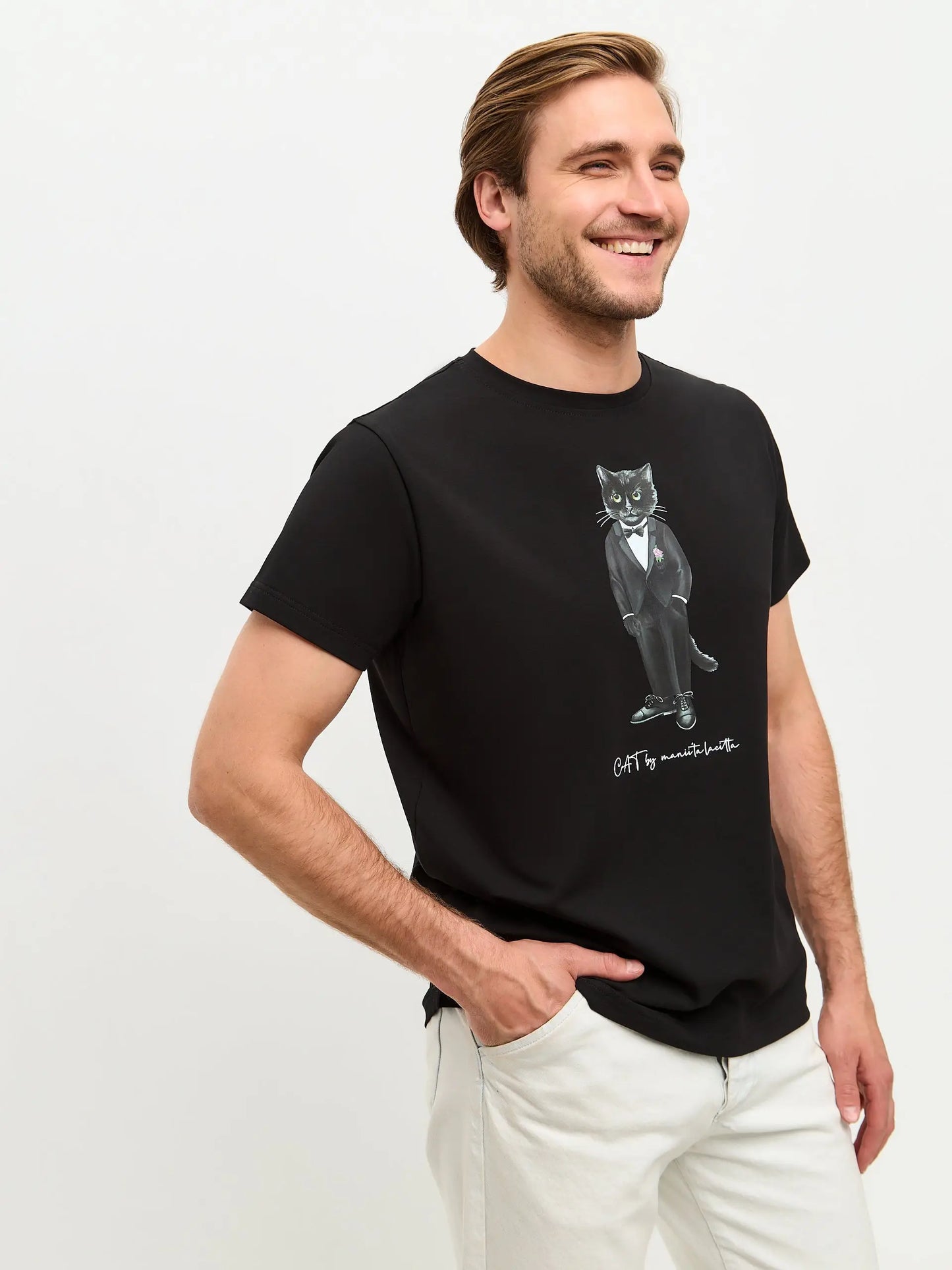 Black T-shirt Groom Cat | T-shirt For Cat Lovers | Cat e Lolette