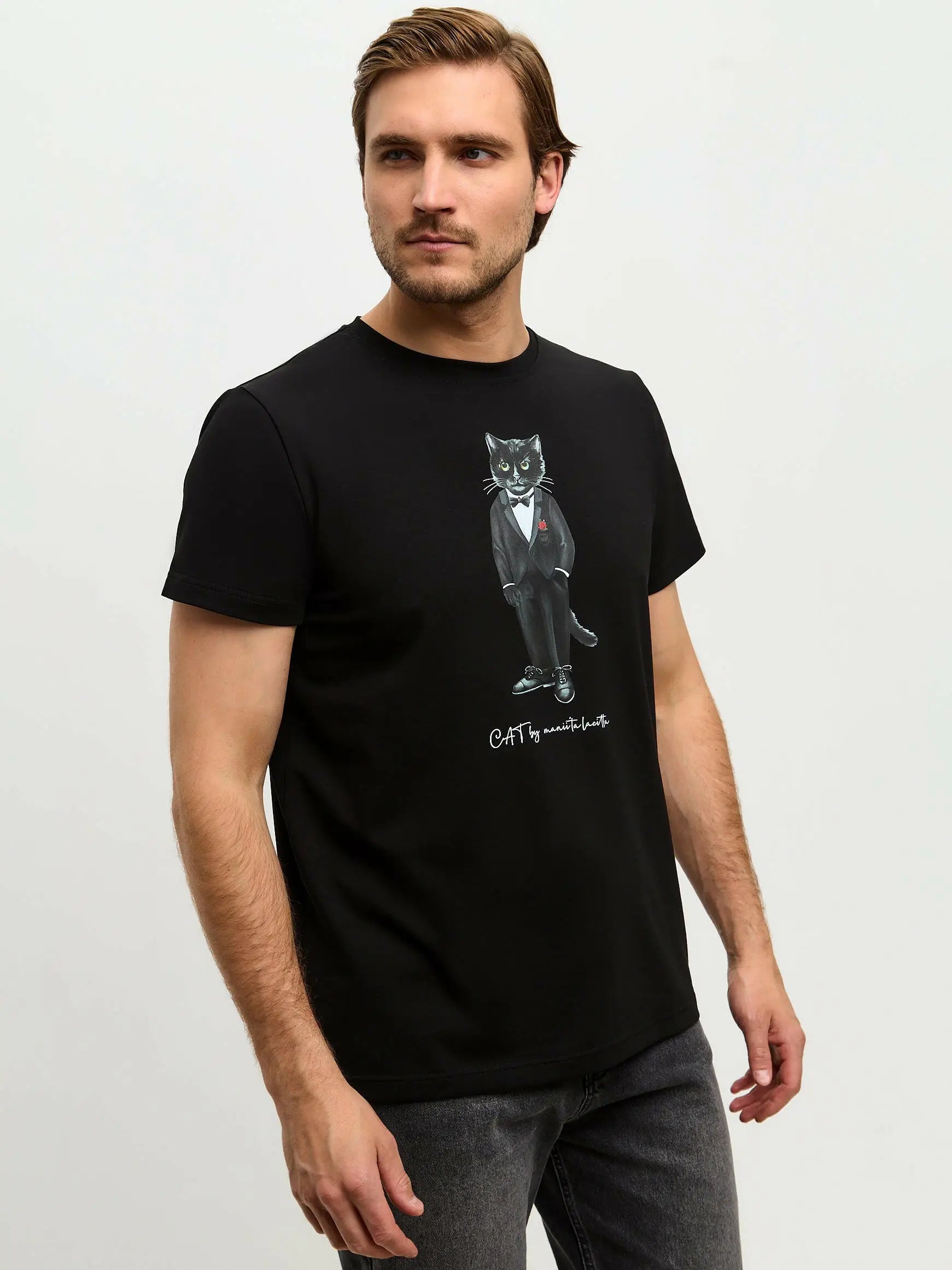 Black T-shirt Groom Cat | T-shirt For Cat Lovers | Cat e Lolette