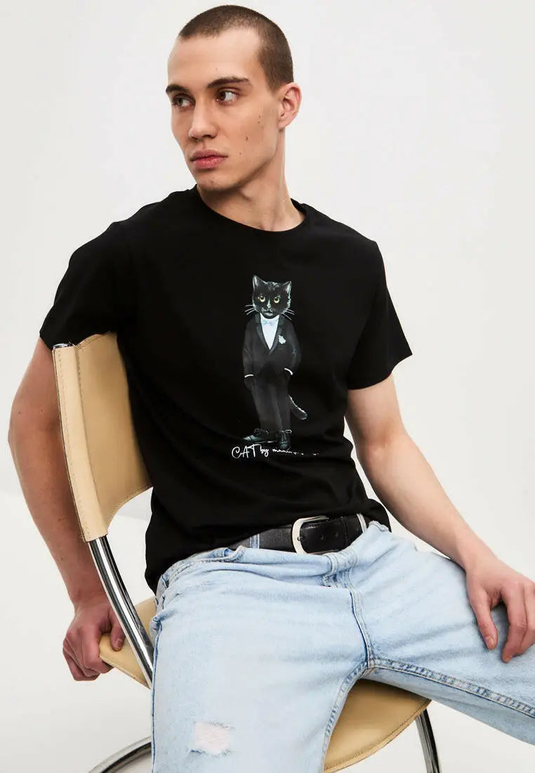 Black T-shirt Groom Cat | T-shirt For Cat Lovers | Cat e Lolette