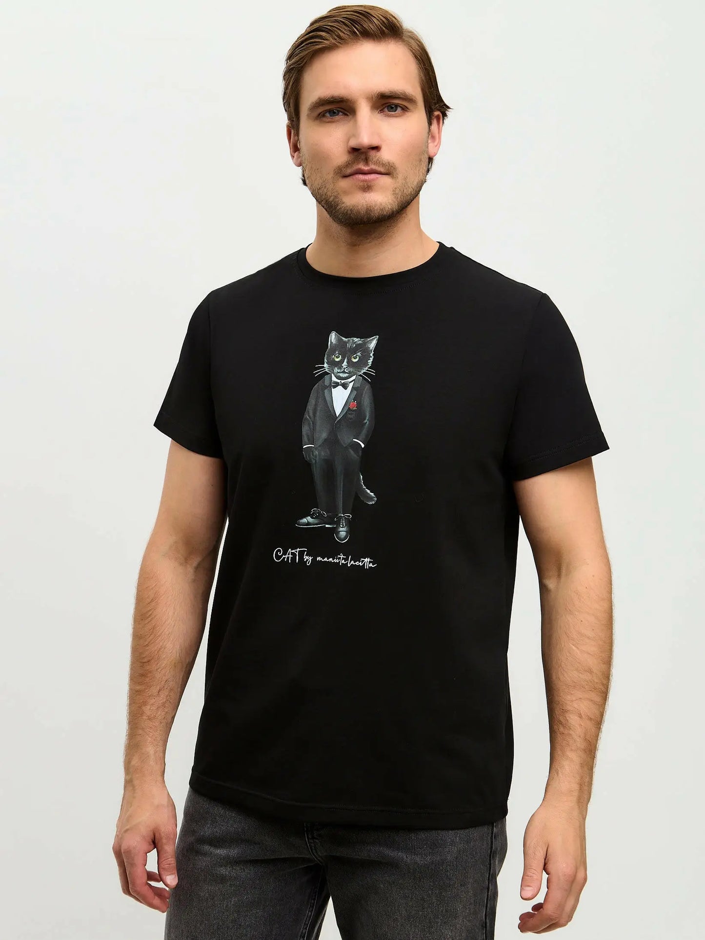 Black T-shirt Groom Cat | T-shirt For Cat Lovers | Cat e Lolette