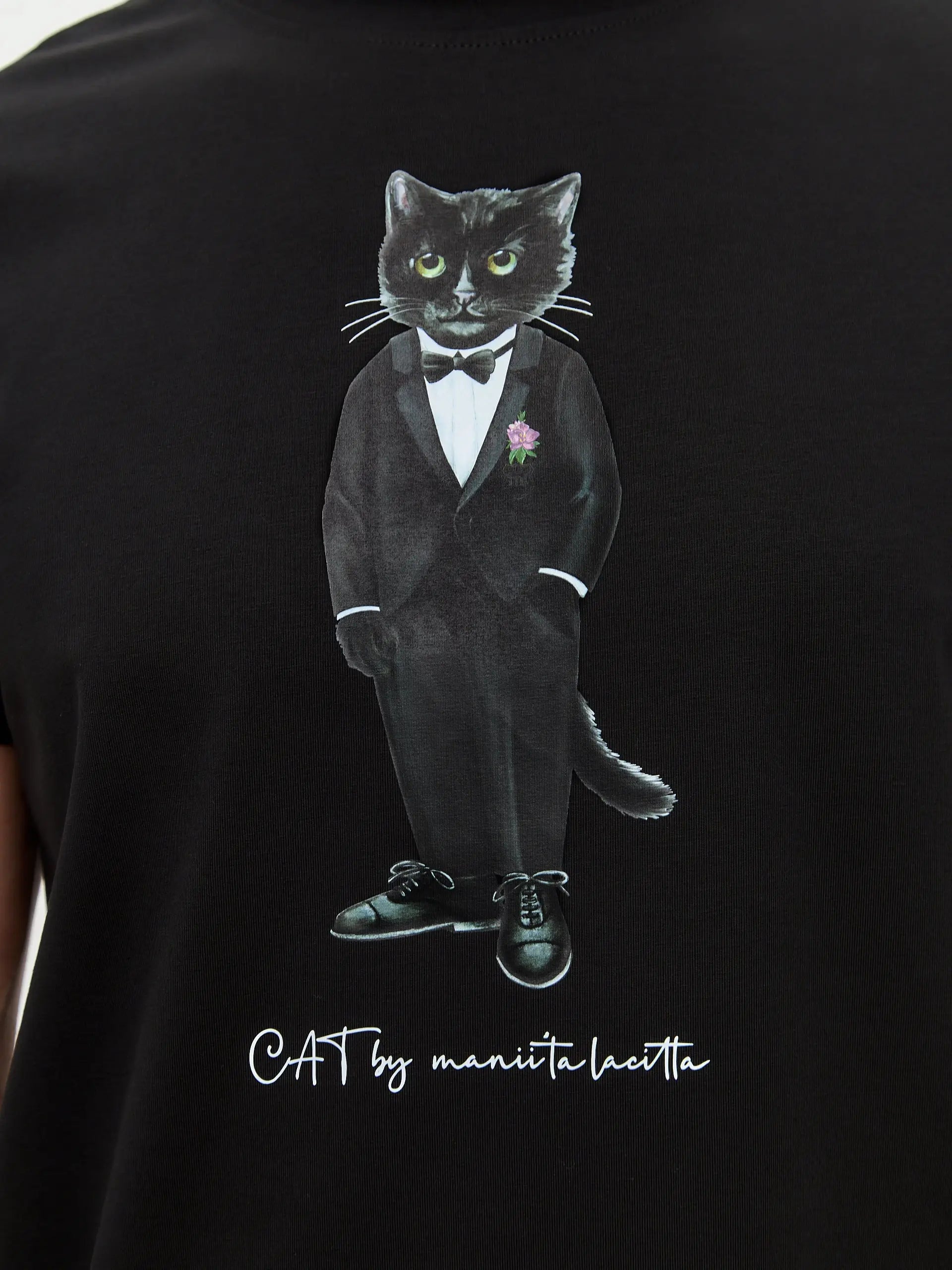 Black T-shirt Groom Cat | T-shirt For Cat Lovers | Cat e Lolette