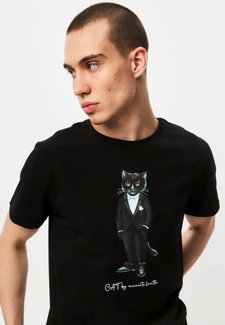 Black T-shirt Groom Cat | T-shirt For Cat Lovers | Cat e Lolette