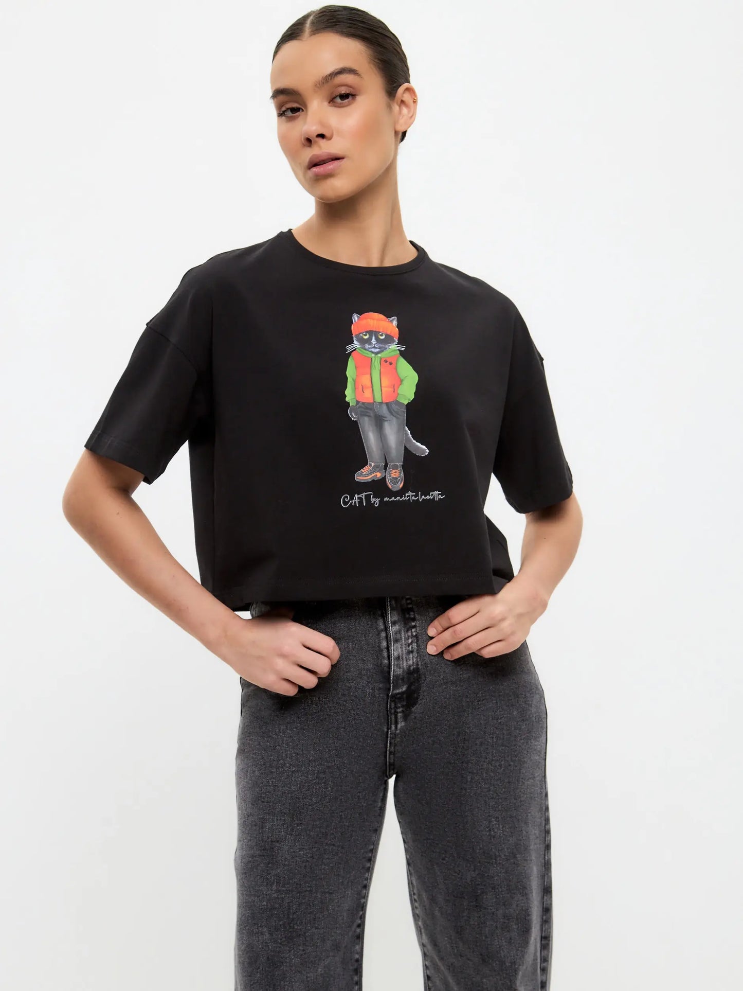 Black T-shirt Hoodie Cat | T-shirt For Cat Lovers | Cat e Lolette