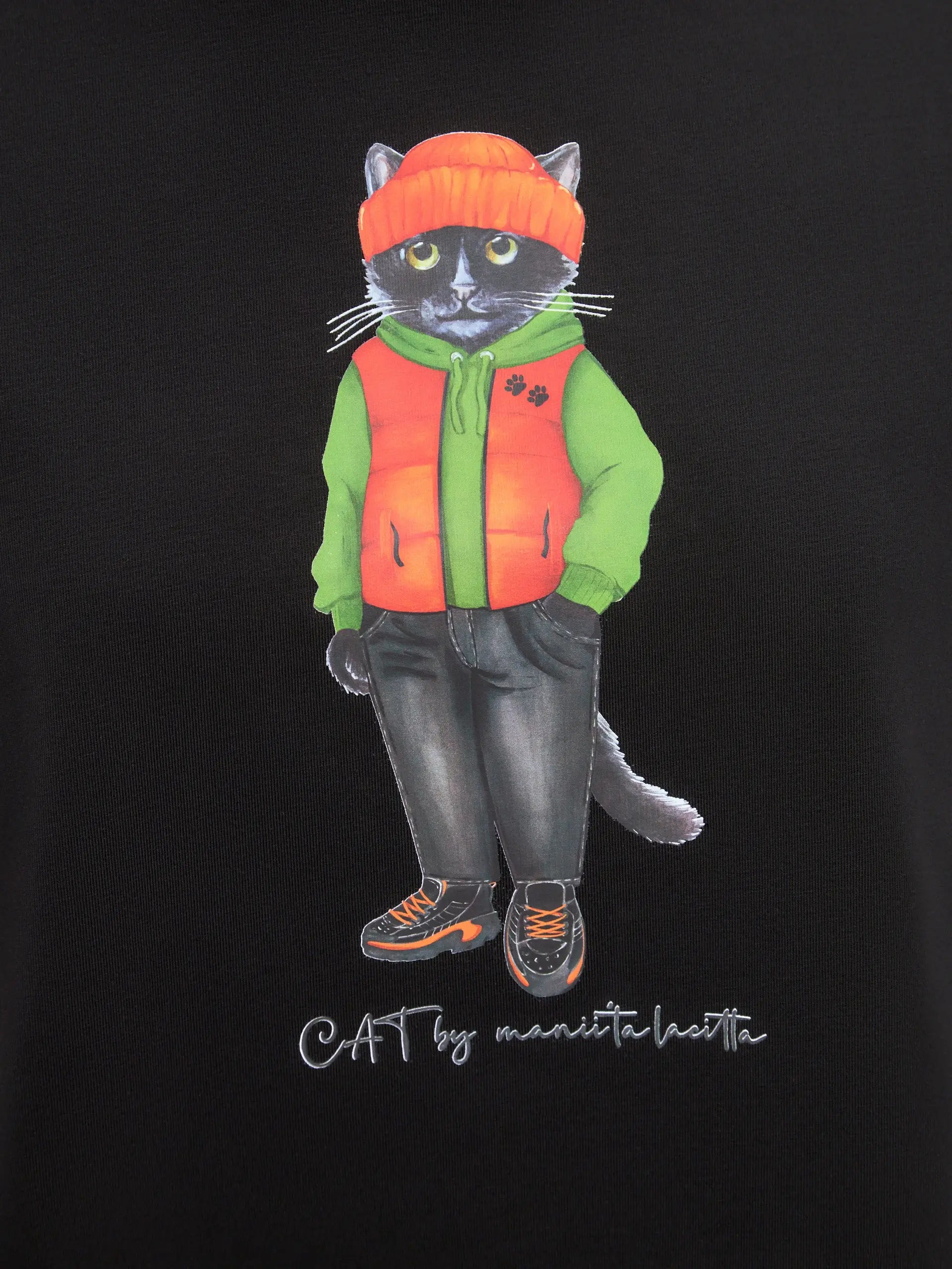 Black T-shirt Hoodie Cat | T-shirt For Cat Lovers | Cat e Lolette